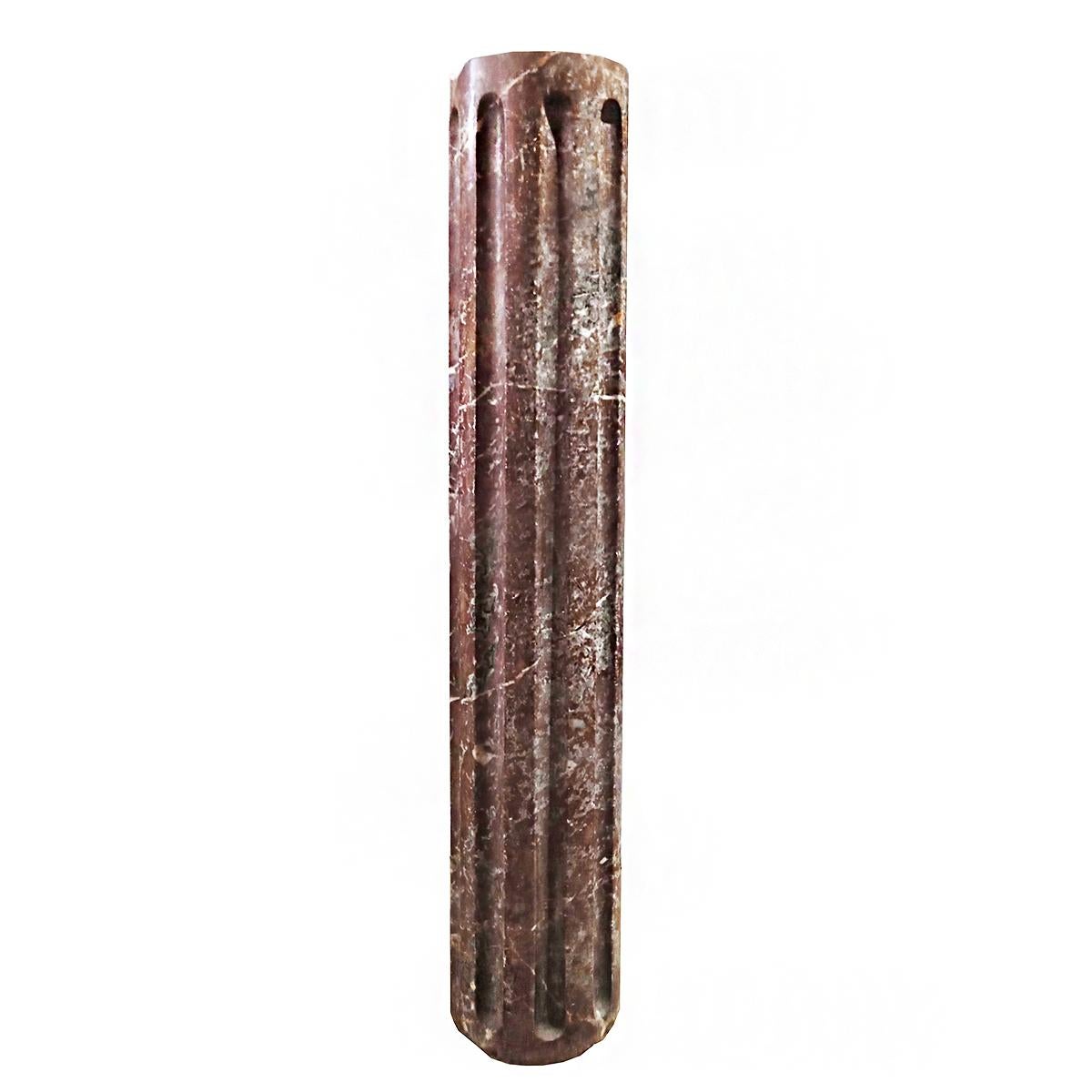 Hand-Carved Mid-19th Century Red Marble Columns For Sale