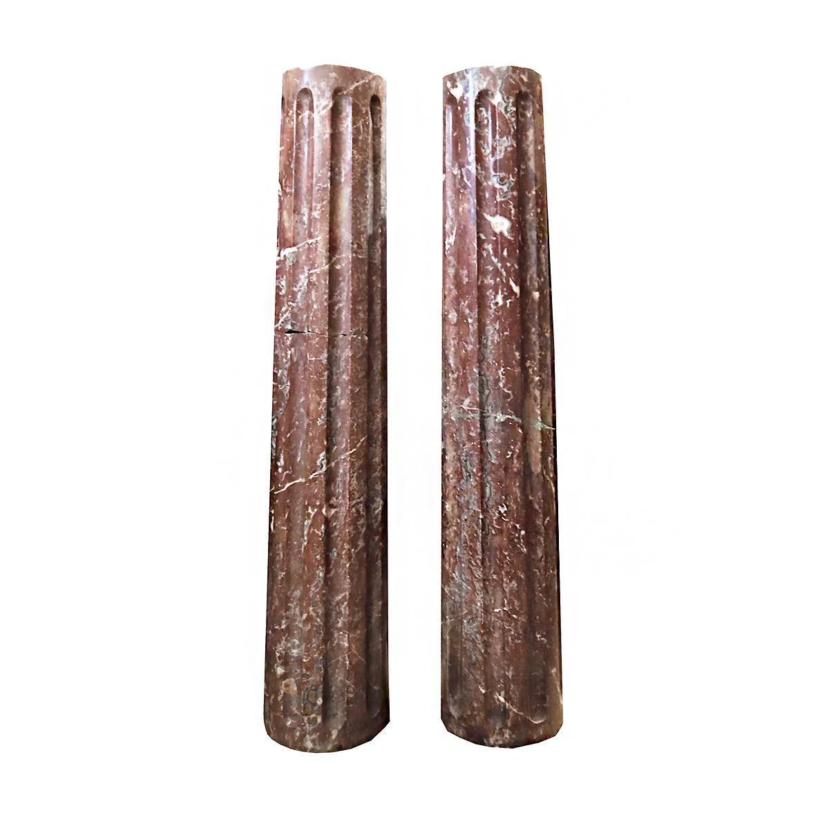 Mid-19th Century Red Marble Columns For Sale 1