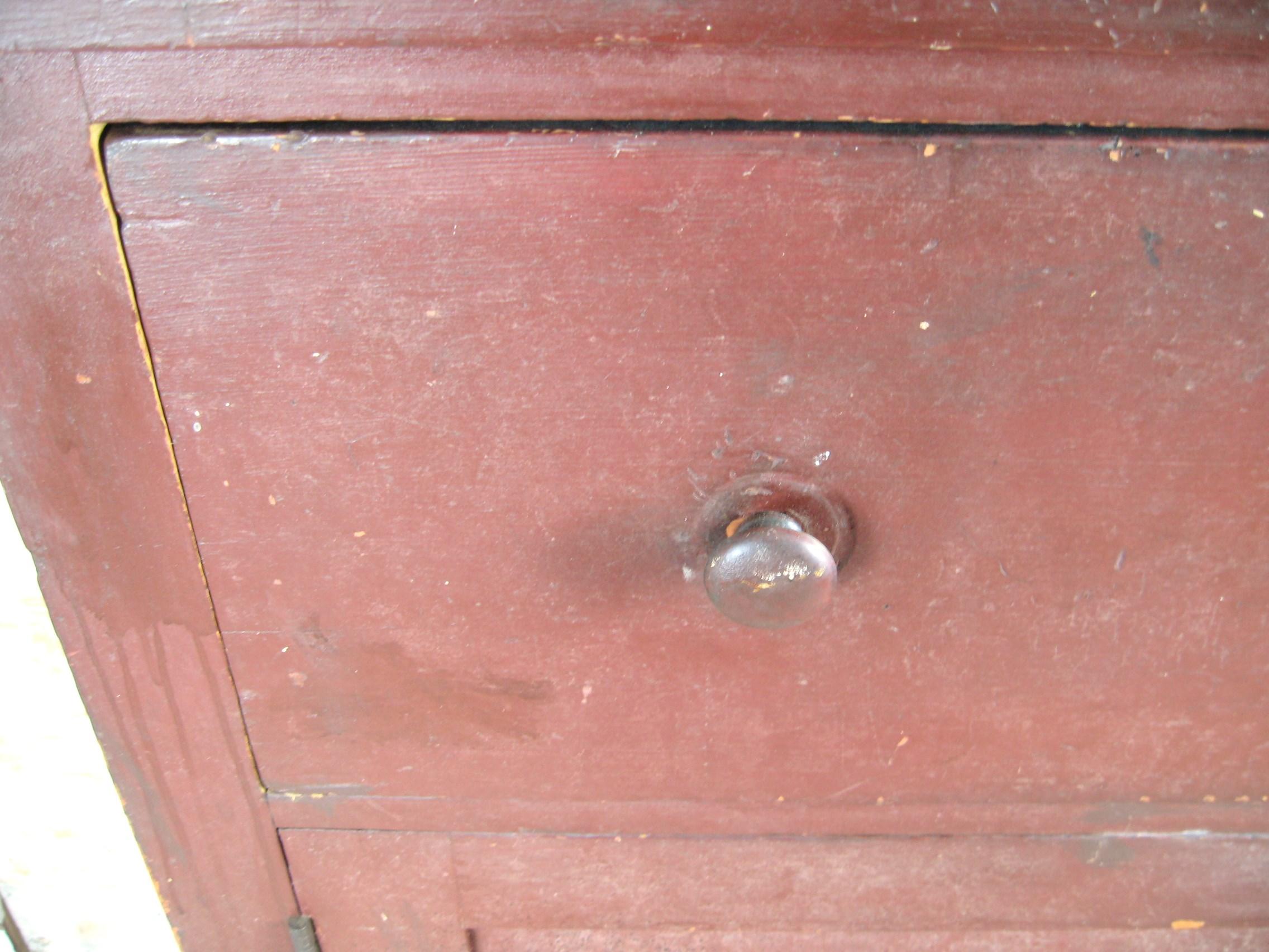 Hand-Crafted Mid 19th century Red wash/paint primitive Jelly Cupboard For Sale