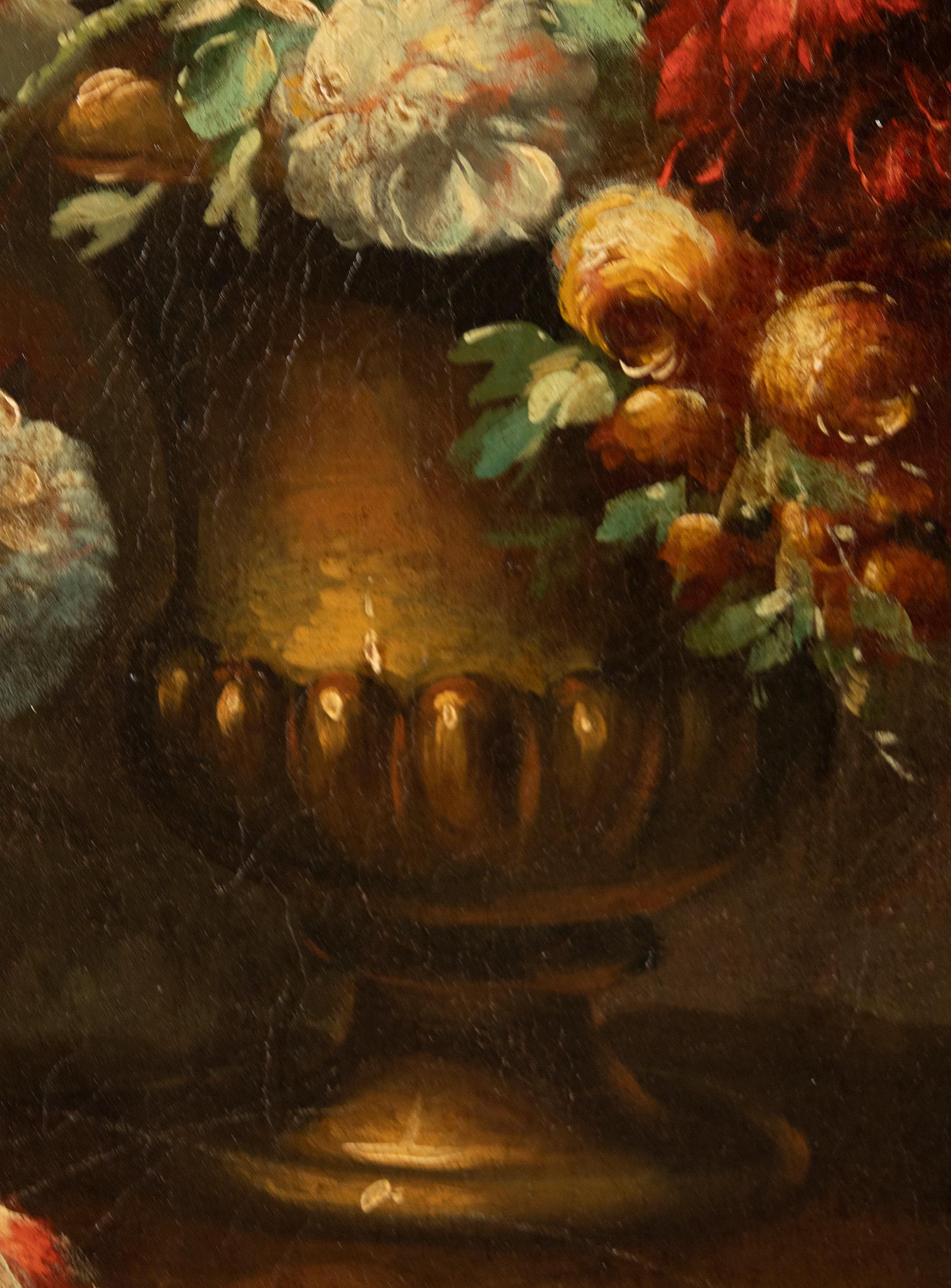 Mid 19th Century Renaissance Style Oil Painting Flower Stll Life 2