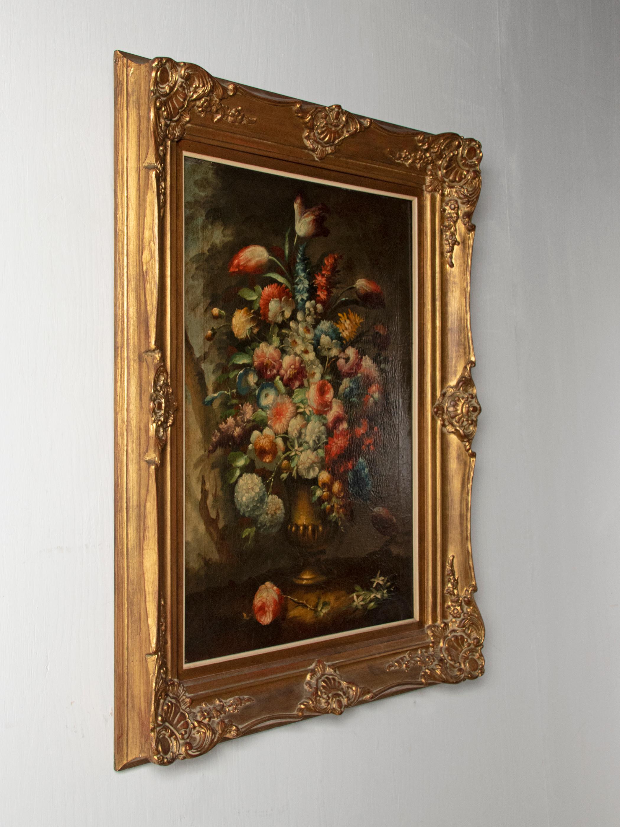 Mid 19th Century Renaissance Style Oil Painting Flower Stll Life 3