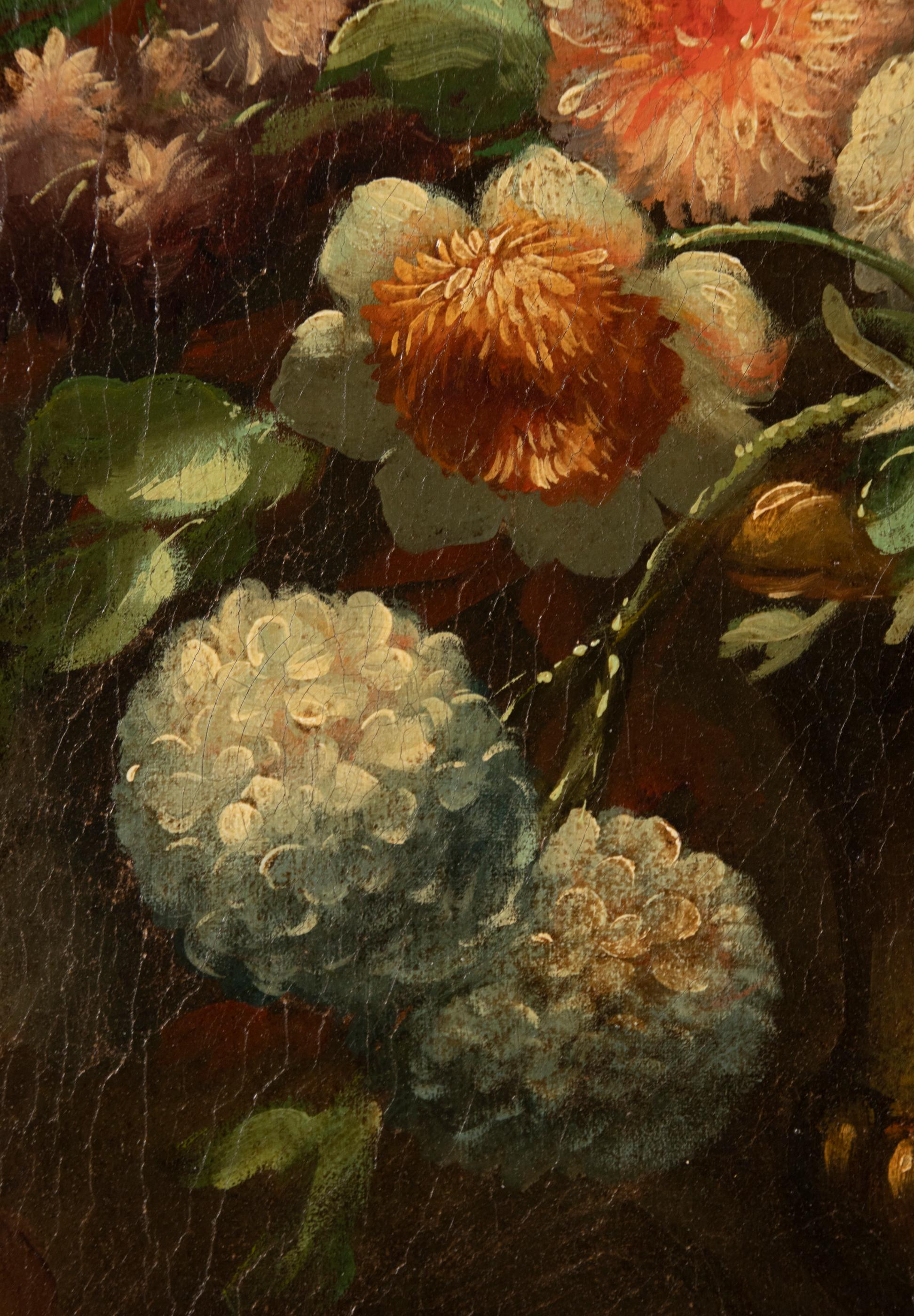 Mid 19th Century Renaissance Style Oil Painting Flower Stll Life 4