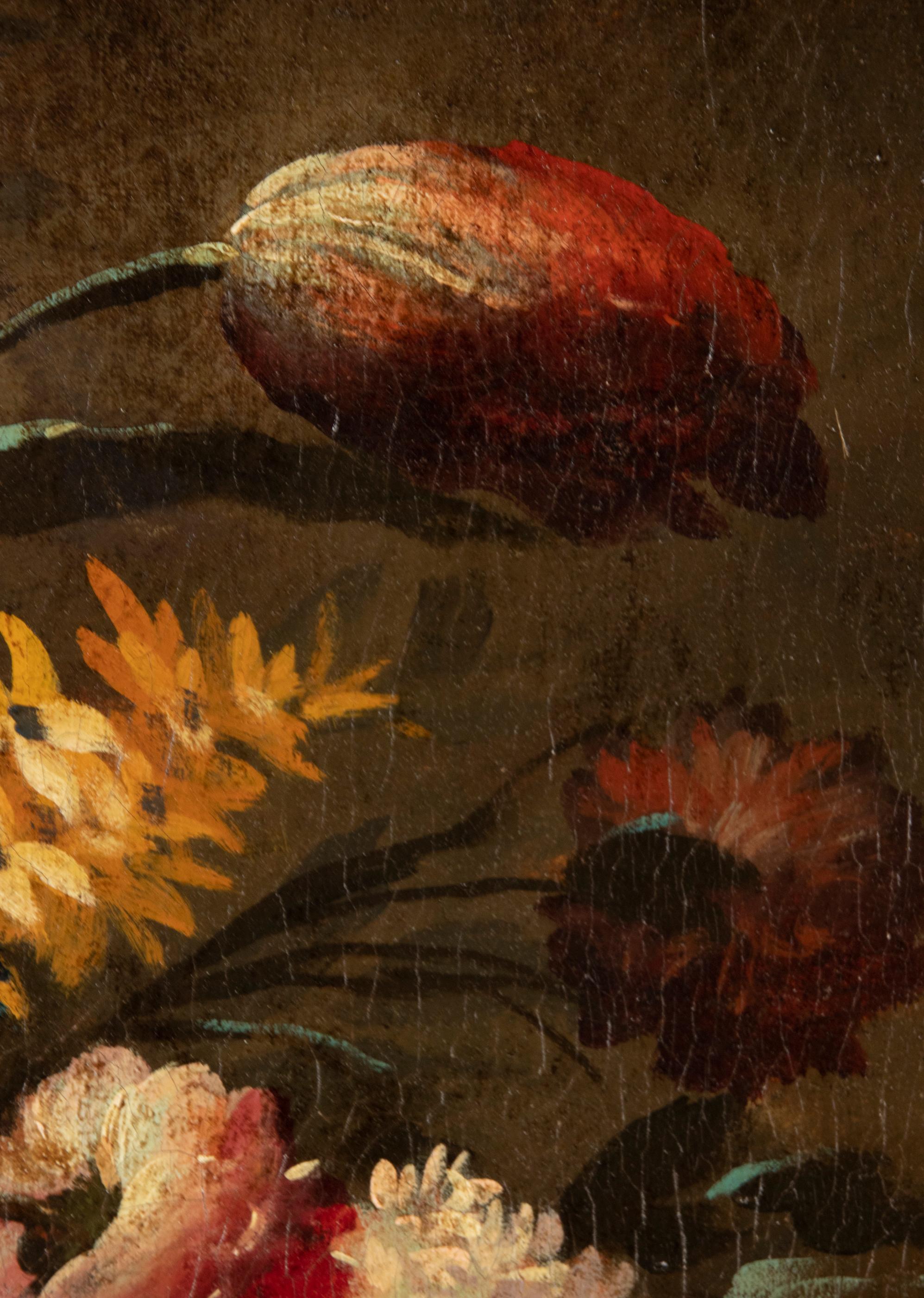 Mid-19th Century Mid 19th Century Renaissance Style Oil Painting Flower Stll Life