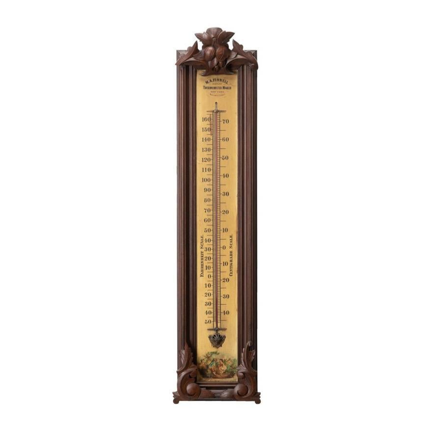 Mid-19th Century Mid 19th Century Renaissance style Walnut Cased Thermometer For Sale