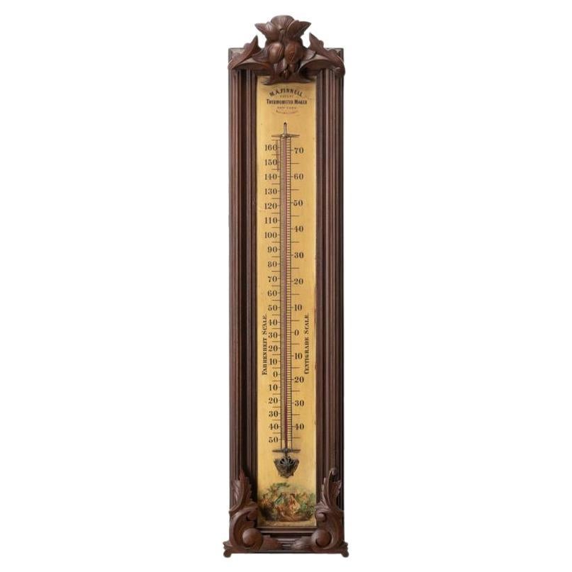 Mid 19th Century Renaissance style Walnut Cased Thermometer For Sale