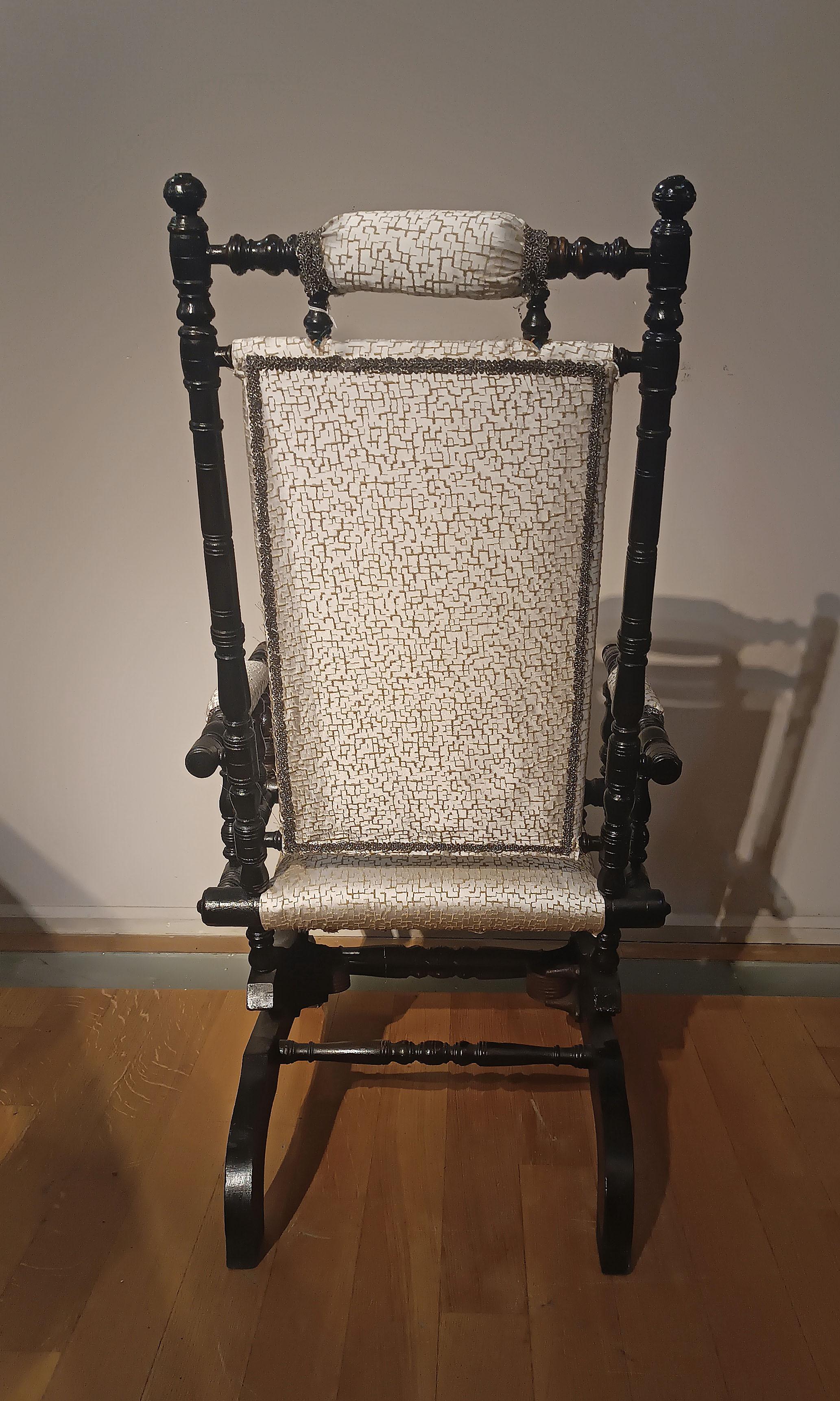 Hand-Carved MID 19th CENTURY ROCKING ARMCHAIR  For Sale