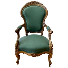 Antique Mid-19th Century Rococo Revival Armchair Attributed to John Henry Belter