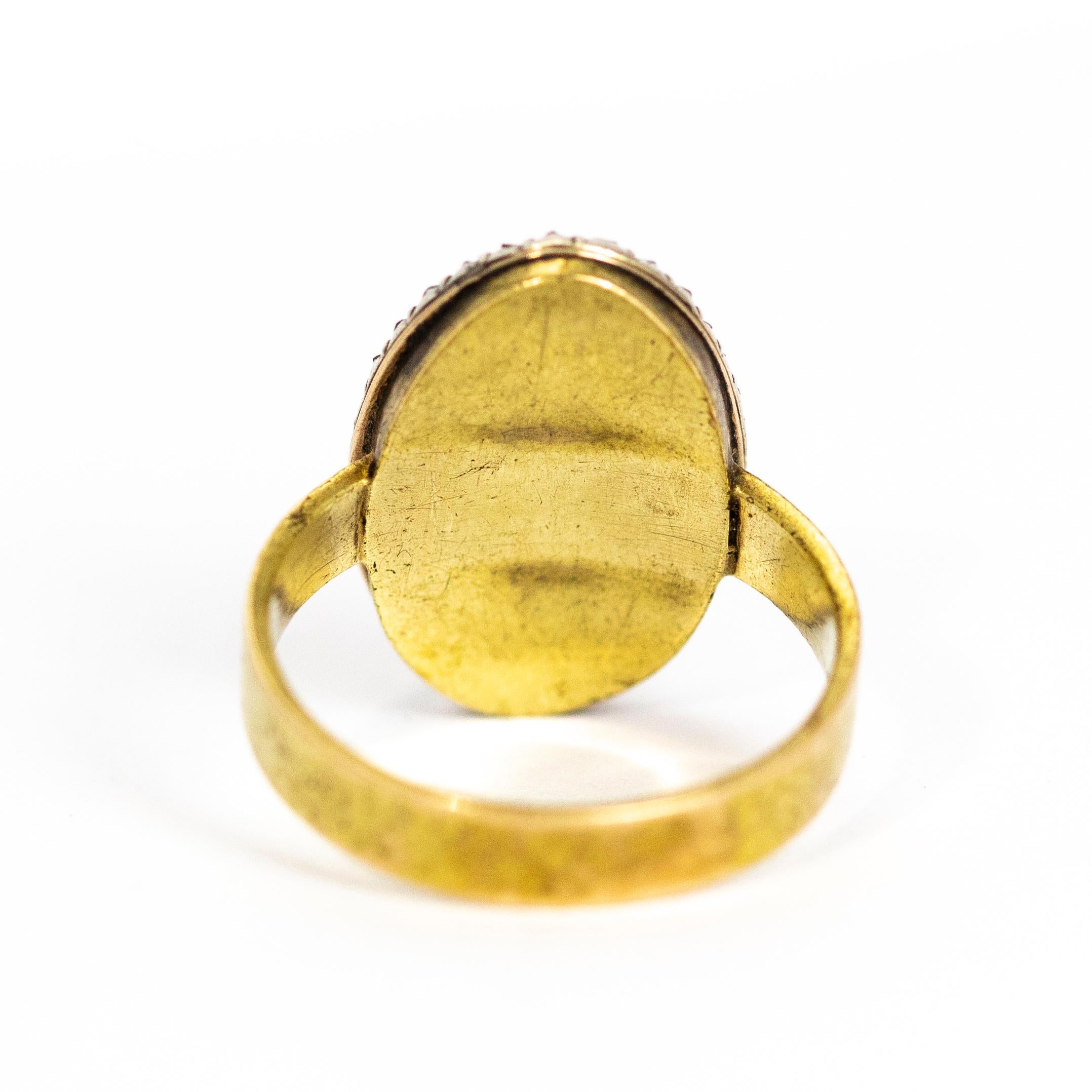 Mid-19th Century Rose Cut Diamond and Hair 15 Carat Gold Ring In Good Condition In Chipping Campden, GB