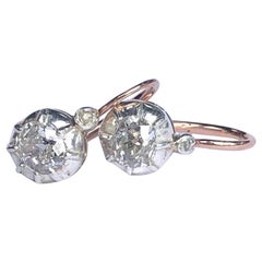 Mid-19th Century Rose Cut Diamond, Platinum and 18 Carat Gold Drop Earrings