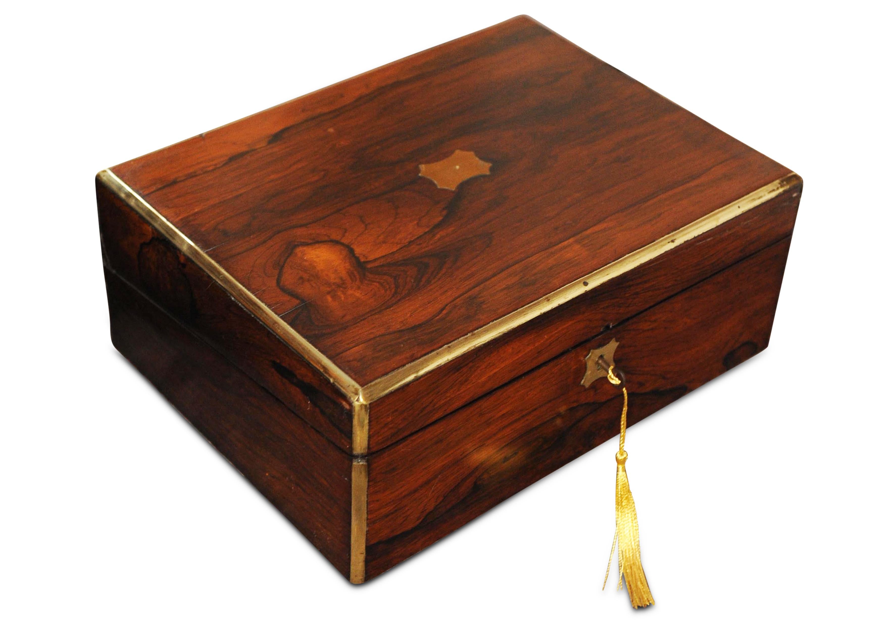 Mid 19th Century Rosewood Brass Bound Hand Crafted Exquisite Writing Slope With Red Velvet  Fitted Interior Befit With A Glass Inkwell, Pad, & Pen 

#21

Would make an ideal gift for the writing enthusiast.
Item will include a brass topped inkwell,