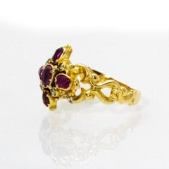 Mid-19th Century Ruby Diamond and 18 Carat Gold Cluster Ring