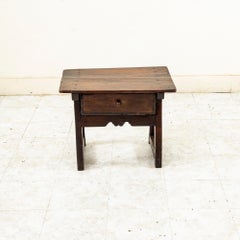 Mid 19th Century Rustic Artisan Made French Mountain Side Table End Table