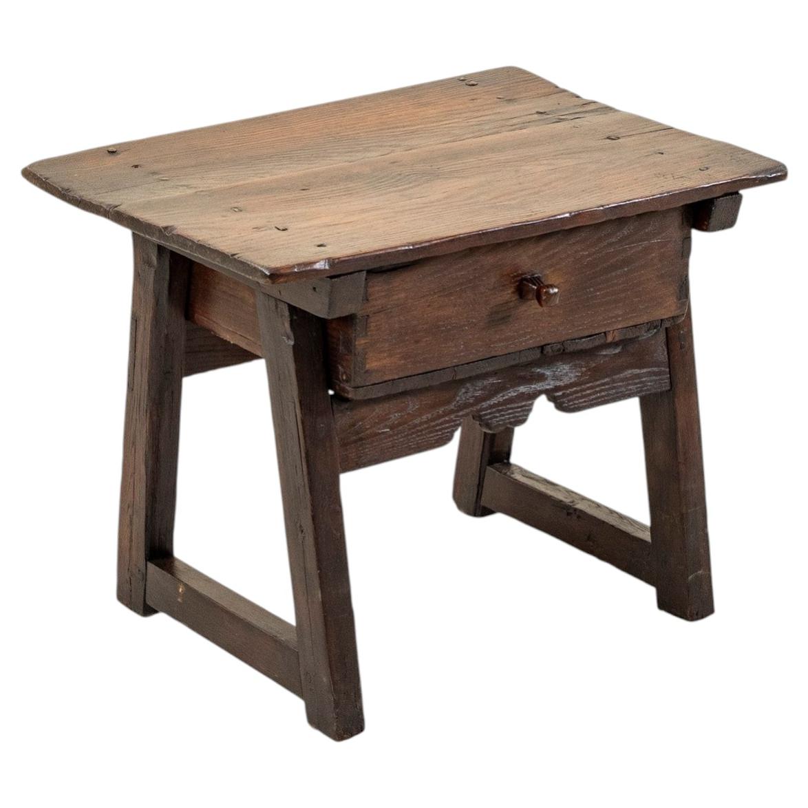 Mid 19th Century Rustic Artisan Made French Mountain Side Table End Table