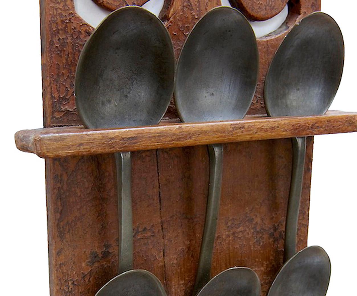 Hand-Painted Mid-19th Century Rustic Swedish Hand Painted Spoon Rack