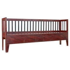 Used Mid 19th century rustic Swedish painted pine bench