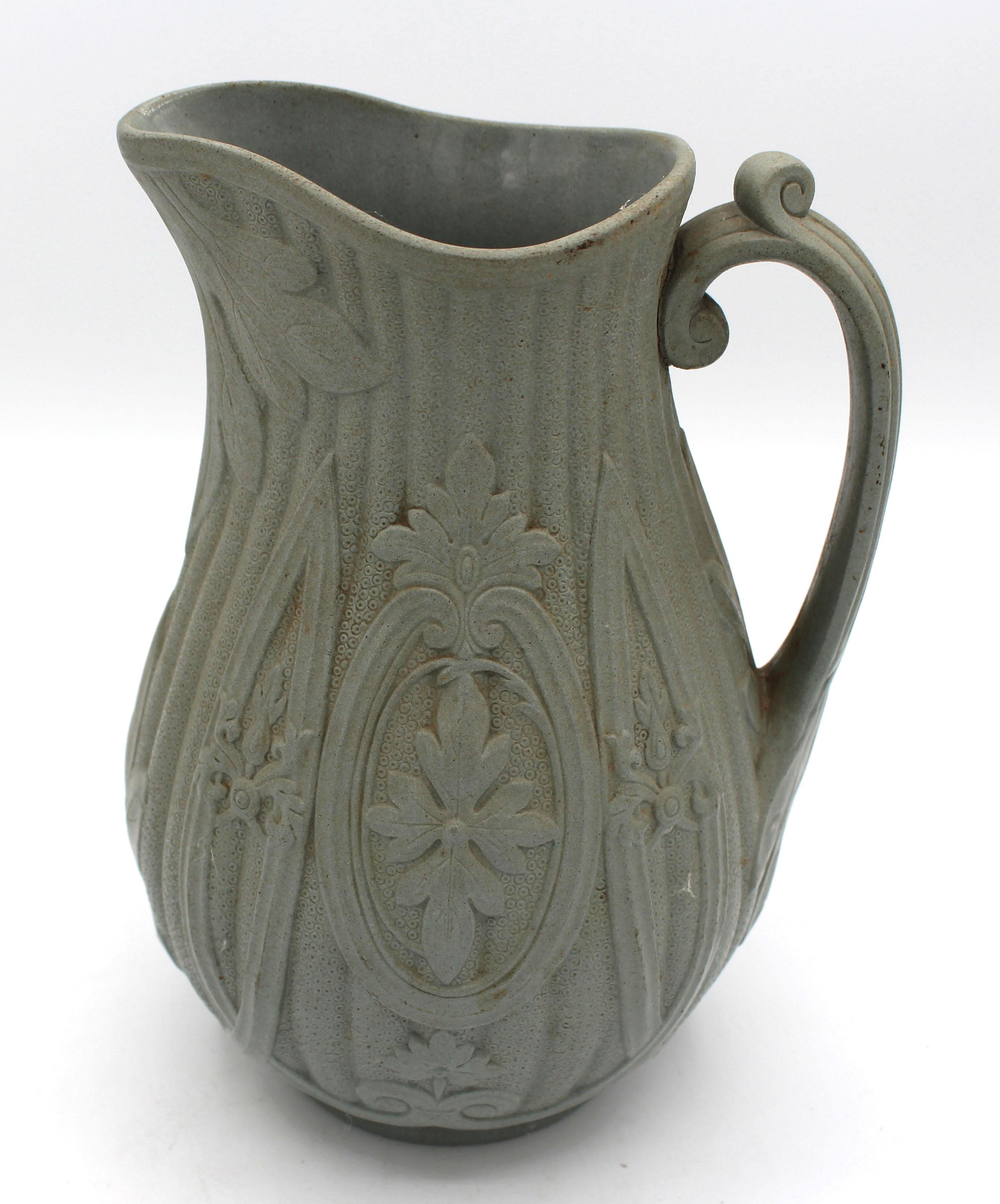 Mid-19th Century Salt Glazed Stoneware Pitcher In Good Condition In Chapel Hill, NC