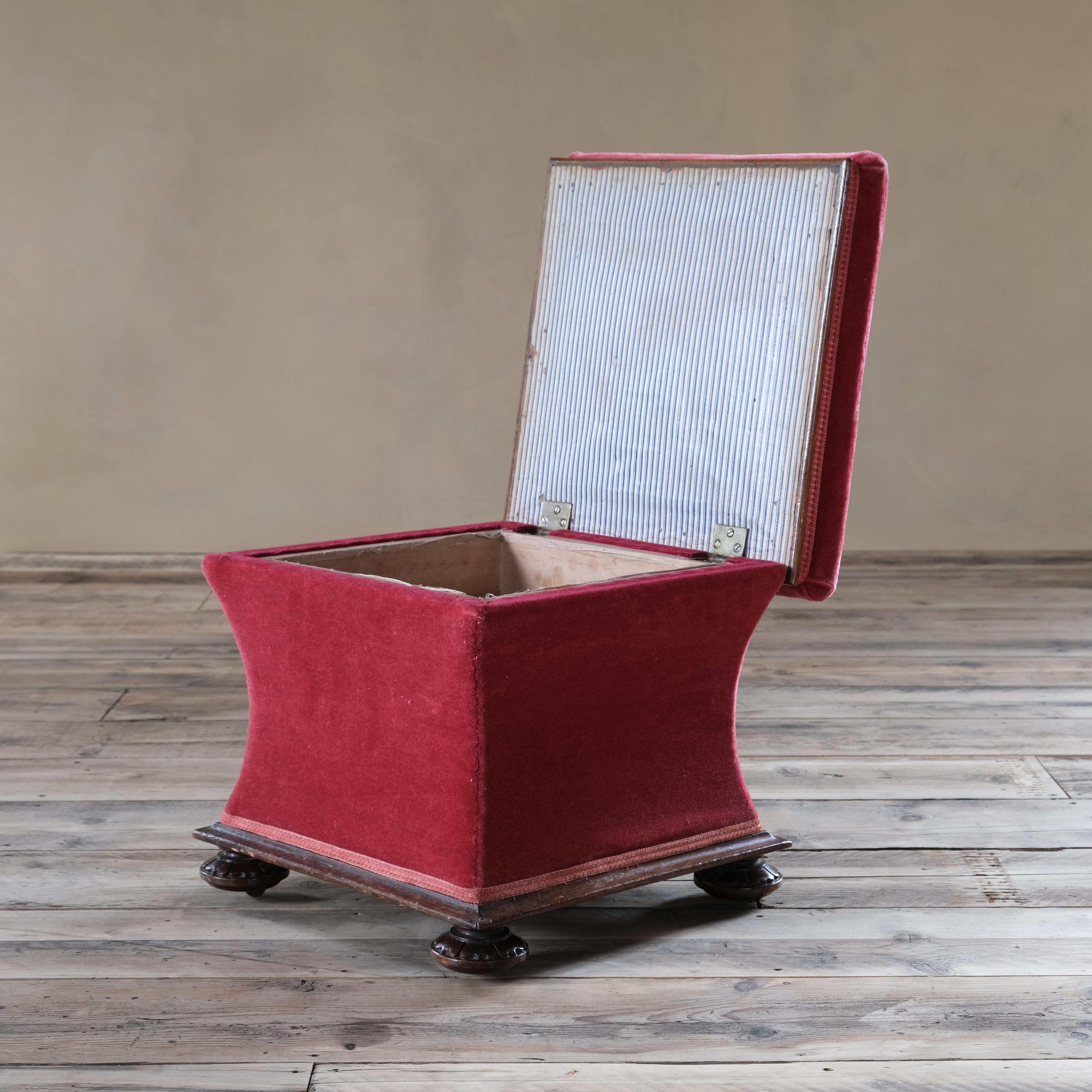 Victorian Mid-19th Century Sarcophagus Box Ottoman For Sale