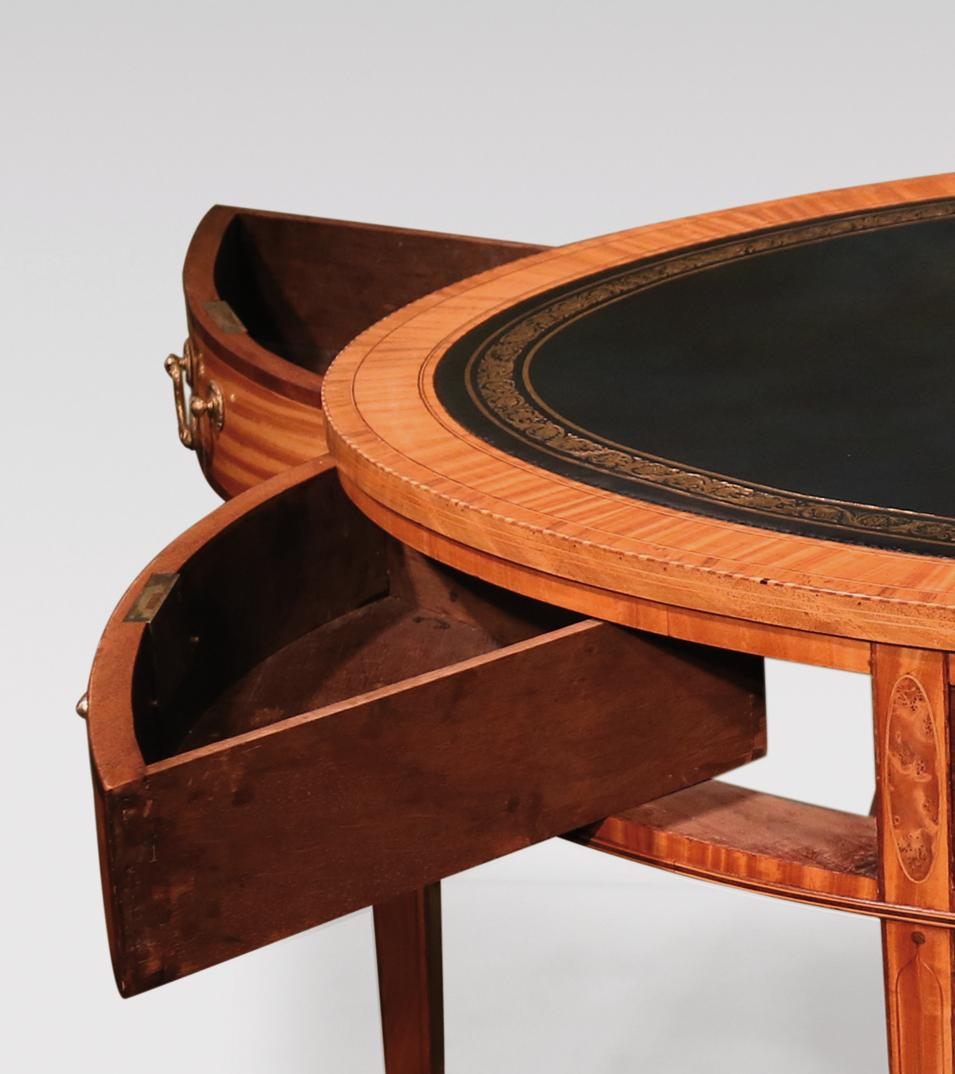 Mid-19th Century Satinwood Oval Writing Table in the Sheraton Manner 1