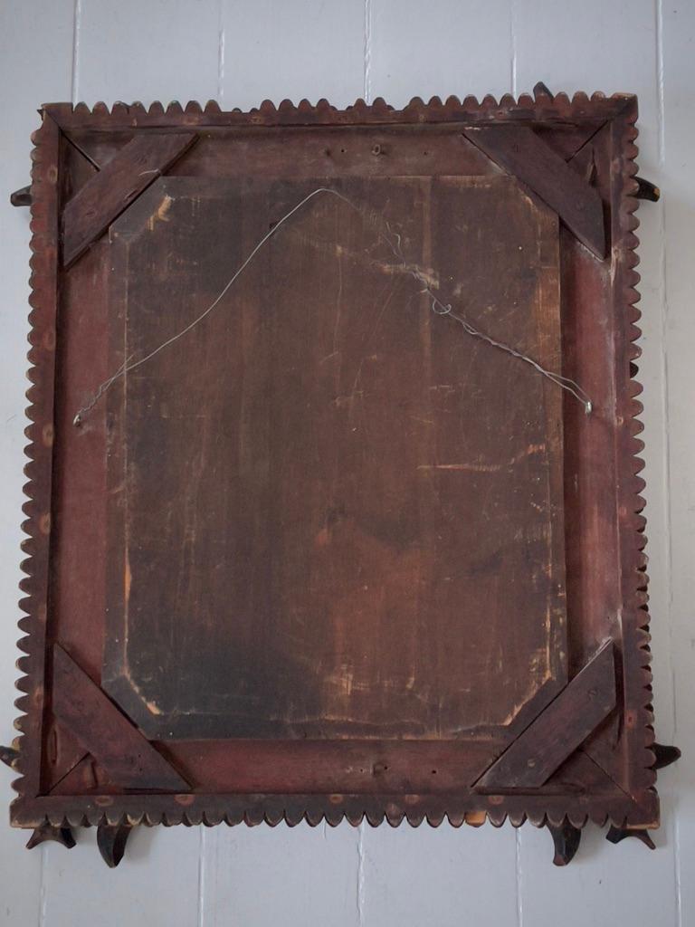 Mid-19th Century Scandinavian hand crafted mirror in Gothic style in hard wood. For Sale 5
