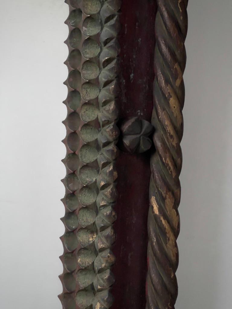 Mid-19th Century Scandinavian hand crafted mirror in Gothic style in hard wood. For Sale 2