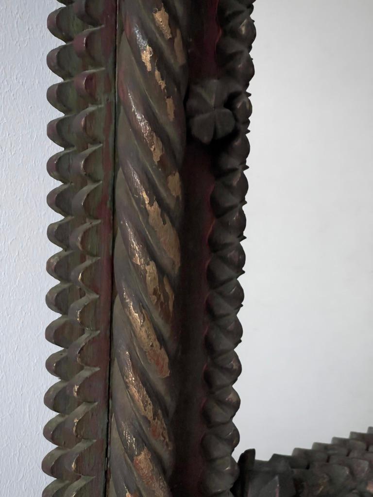 Mid-19th Century Scandinavian hand crafted mirror in Gothic style in hard wood. For Sale 3