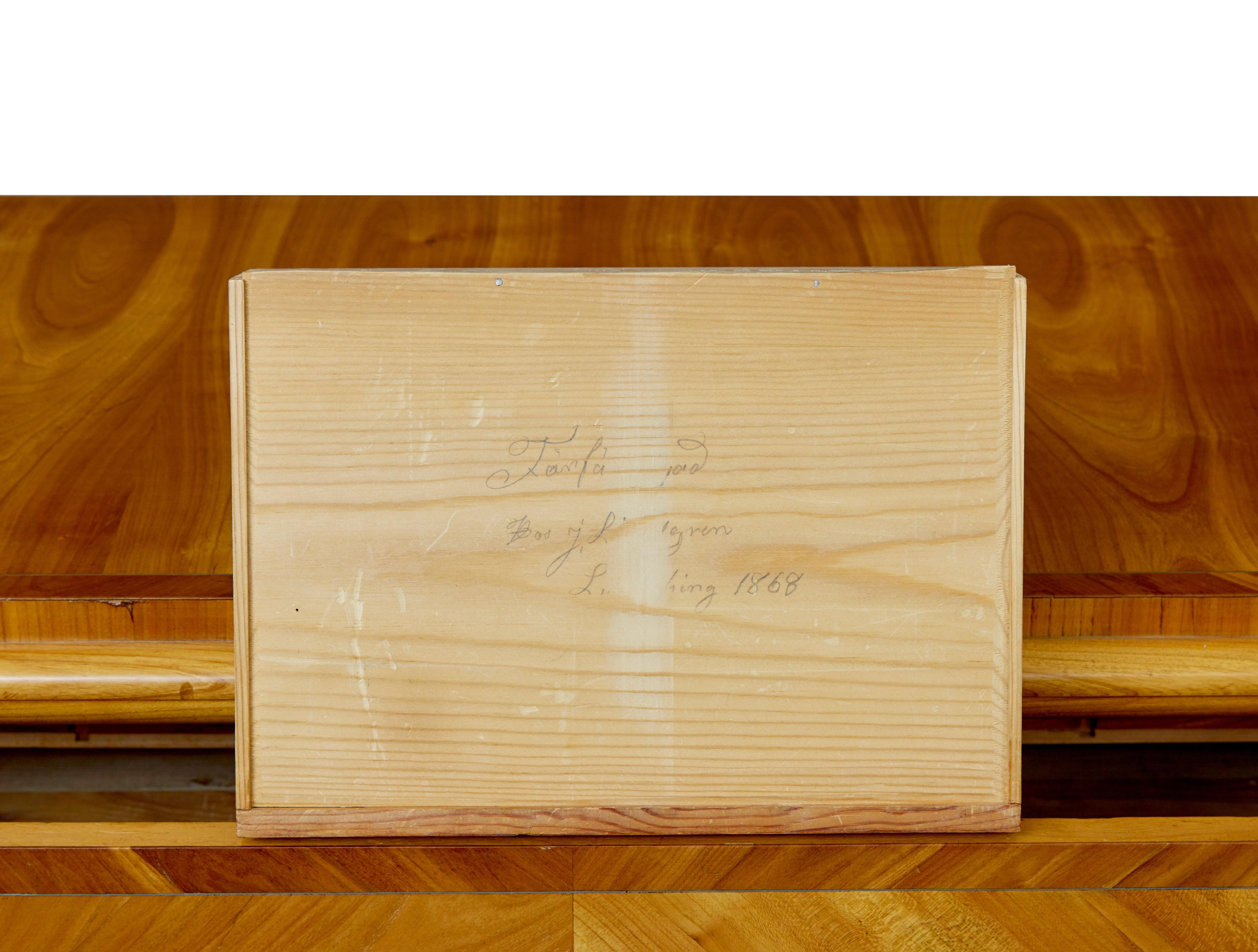 Mid 19th century Scandinavian inlaid elm chest of drawers For Sale 4