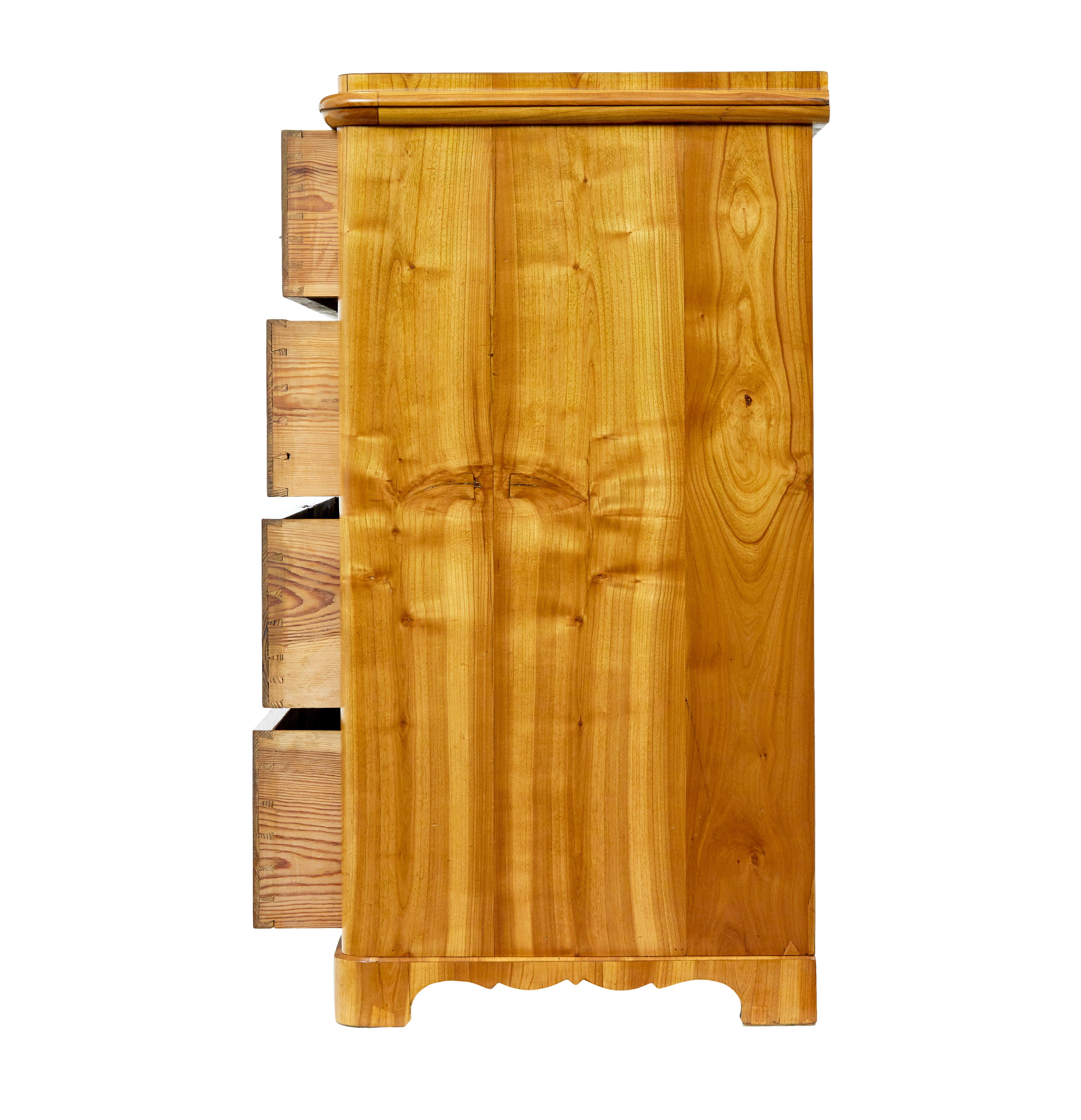 Swedish Mid 19th century Scandinavian inlaid elm chest of drawers For Sale