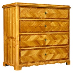 Mid 19th century Scandinavian inlaid elm chest of drawers