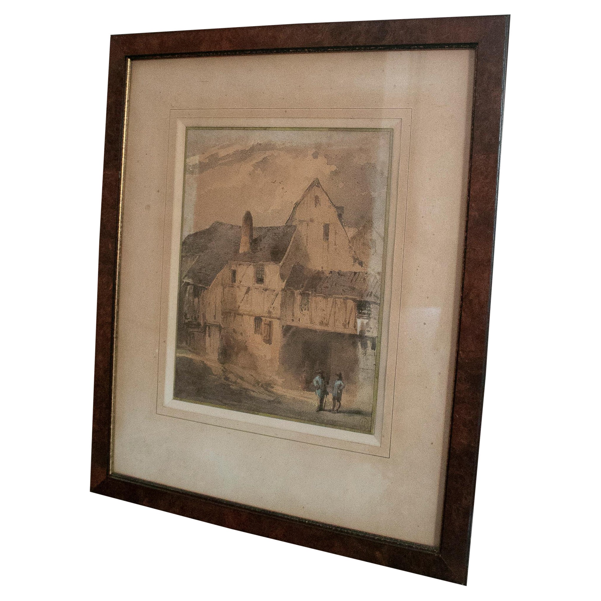 Skandinavische Stadtlandschaft/Aquarelllandschaft aus der Mitte des 19. Jahrhunderts