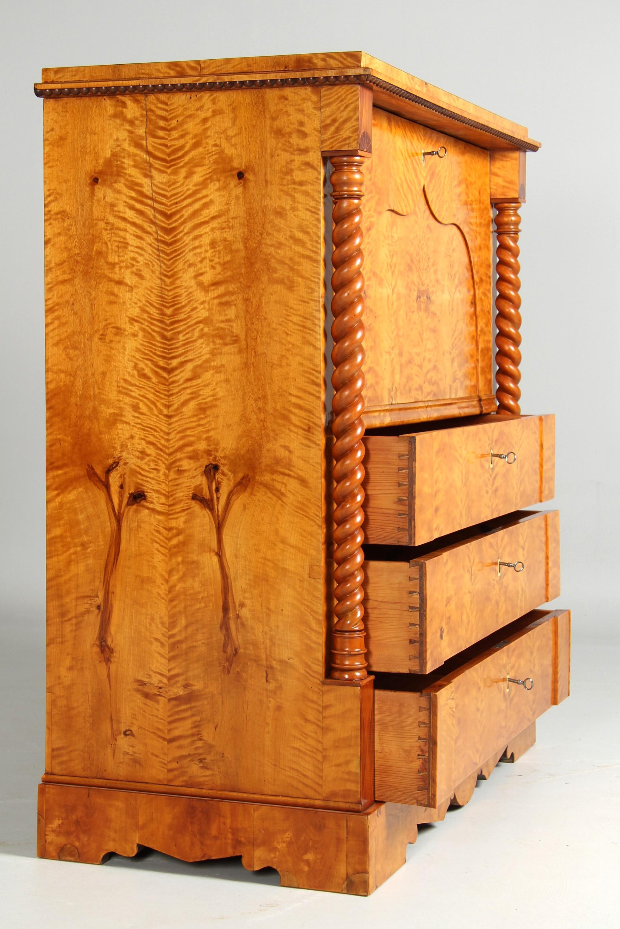 Swedish Secretaire from 1857 with Trick Lock and Secret Compartements For Sale 11