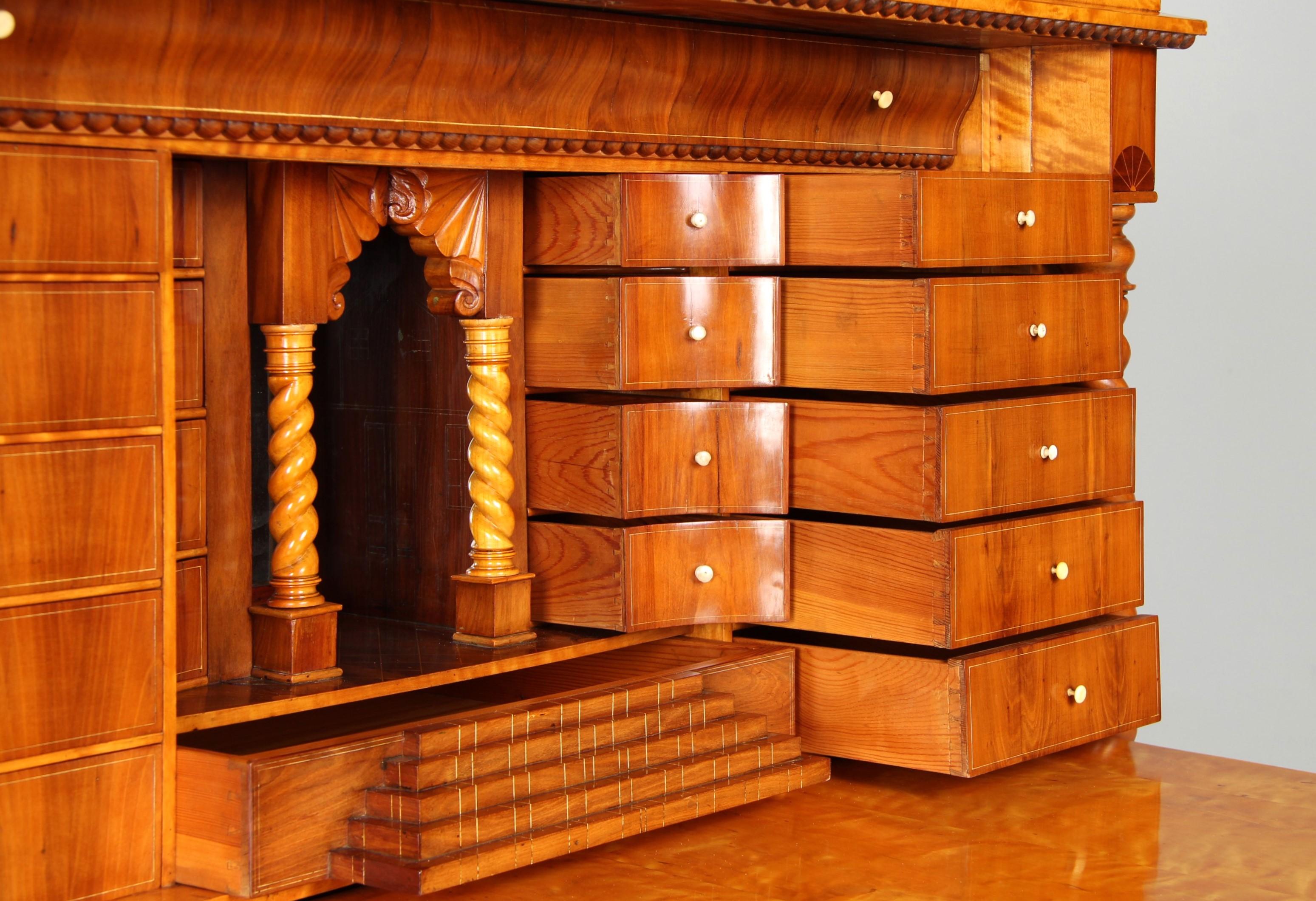 Swedish Secretaire from 1857 with Trick Lock and Secret Compartements For Sale 1