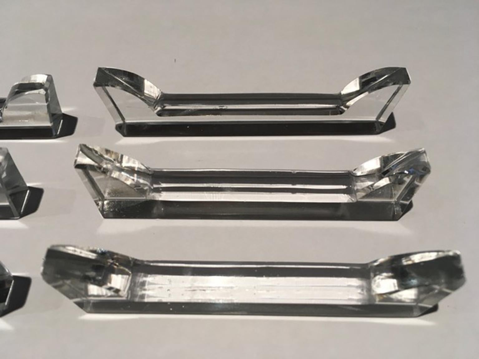 Minimalist Mid-19th Century Set of 6 Crystal Knife Rests For Sale