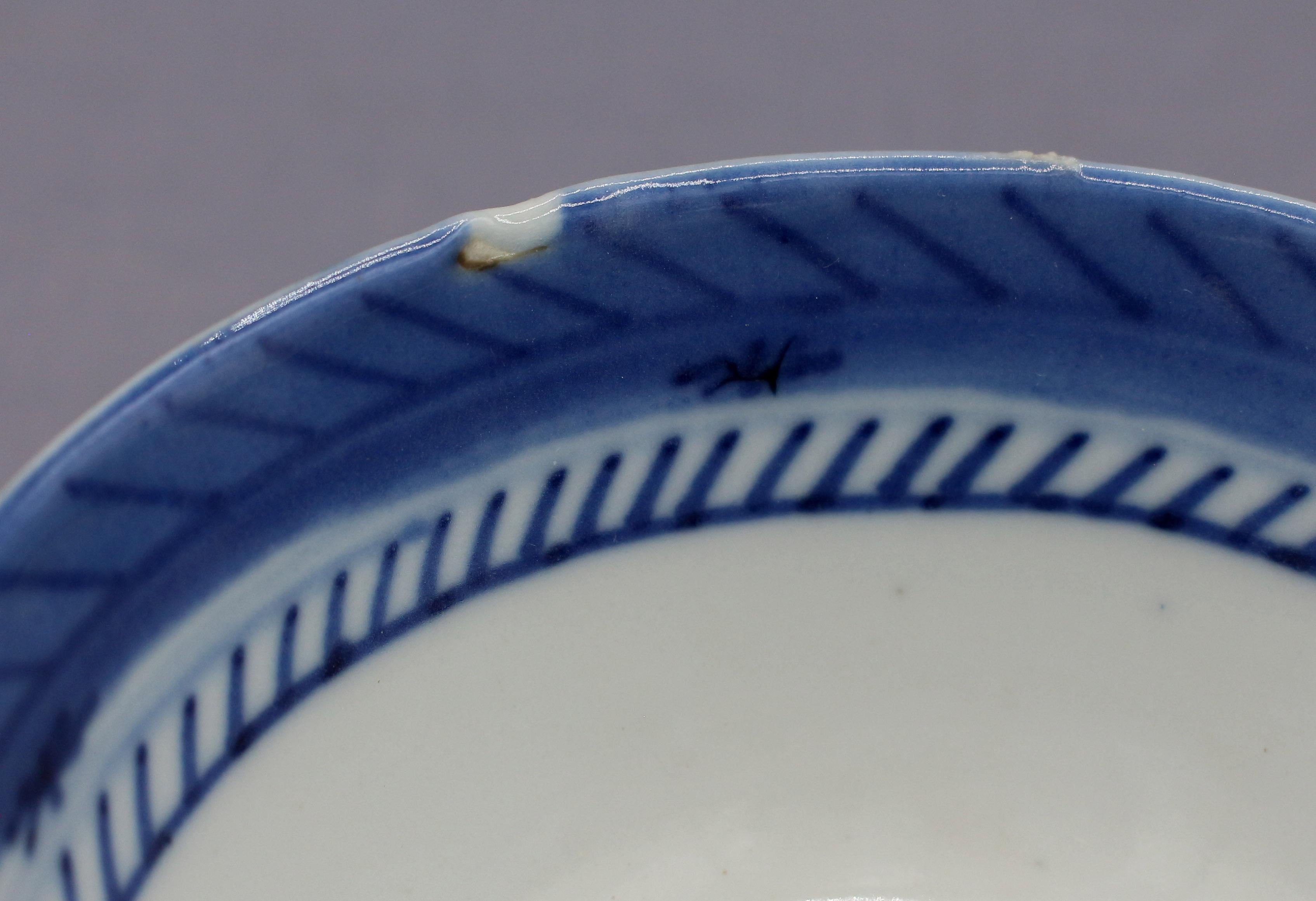 XIXe siècle Ensemble de 6 bols à riz ou à soupe en porcelaine bleue de Canton du milieu du 19e siècle, chinois en vente
