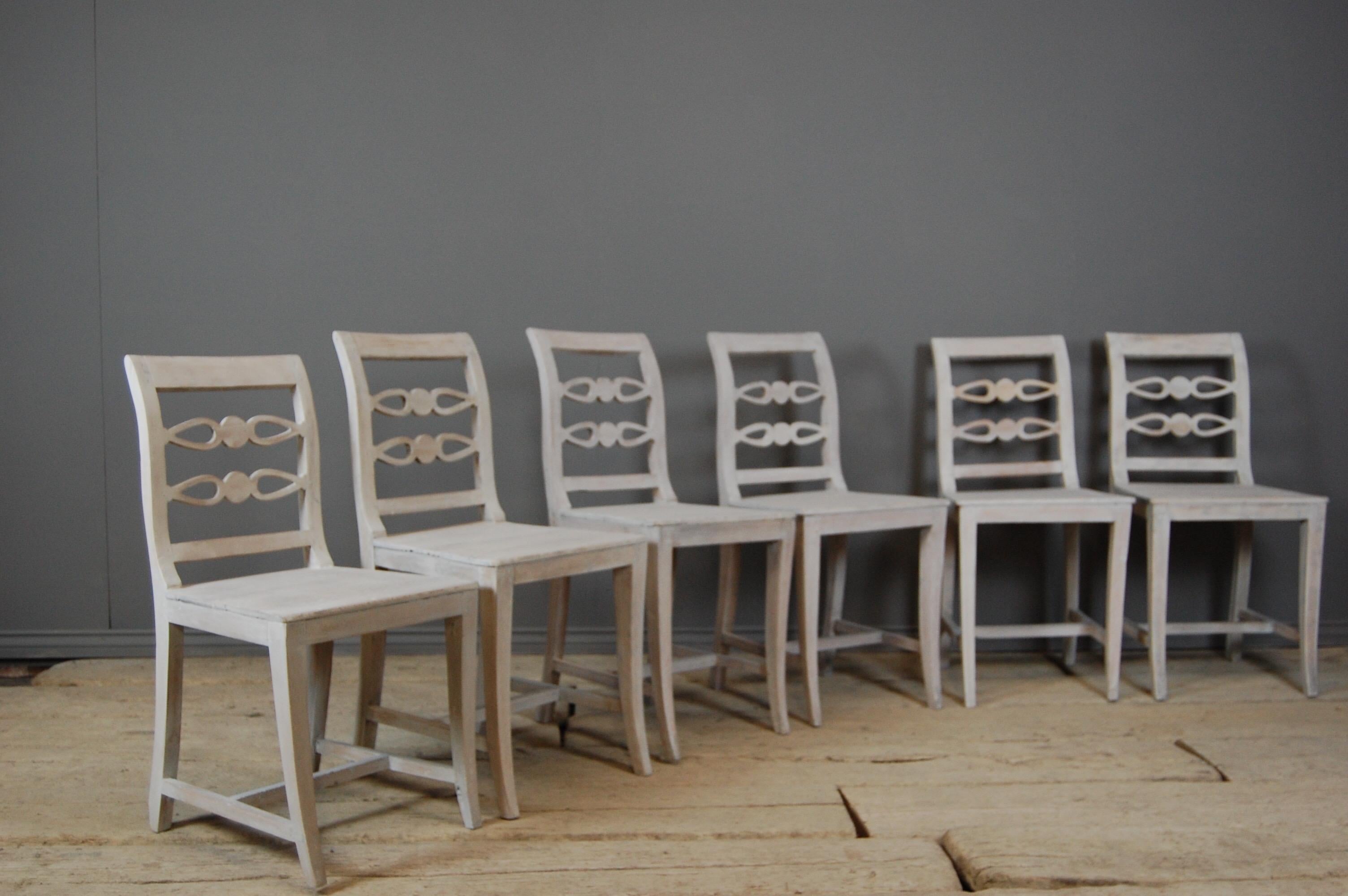 Mid-19th Century Set of 6 Provincial Swedish Dining Chairs 6