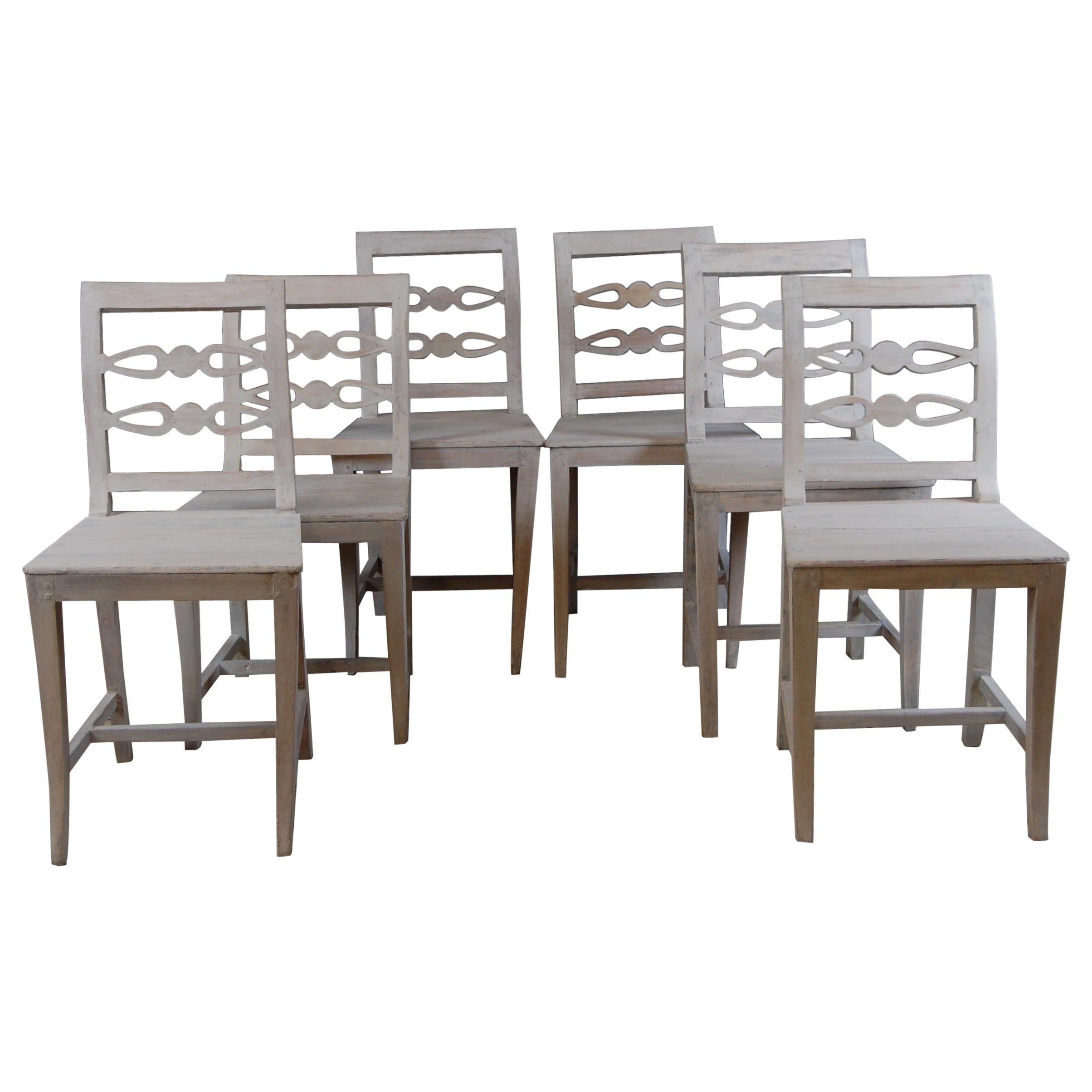Mid-19th Century Set of 6 Provincial Swedish Dining Chairs
