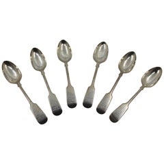Mid-19th Century Set of 6 Victorian Sold Silver Spoons Edinburgh, 1849