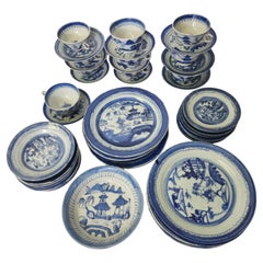 Mid 19th Century Set of Chinese Cantonese Blue & White Dinner/Lunch Set 58 pcs Mid 19th Century Set of Chinese Cantonese Blue & White Dinner/Lunch Set 58 pcs