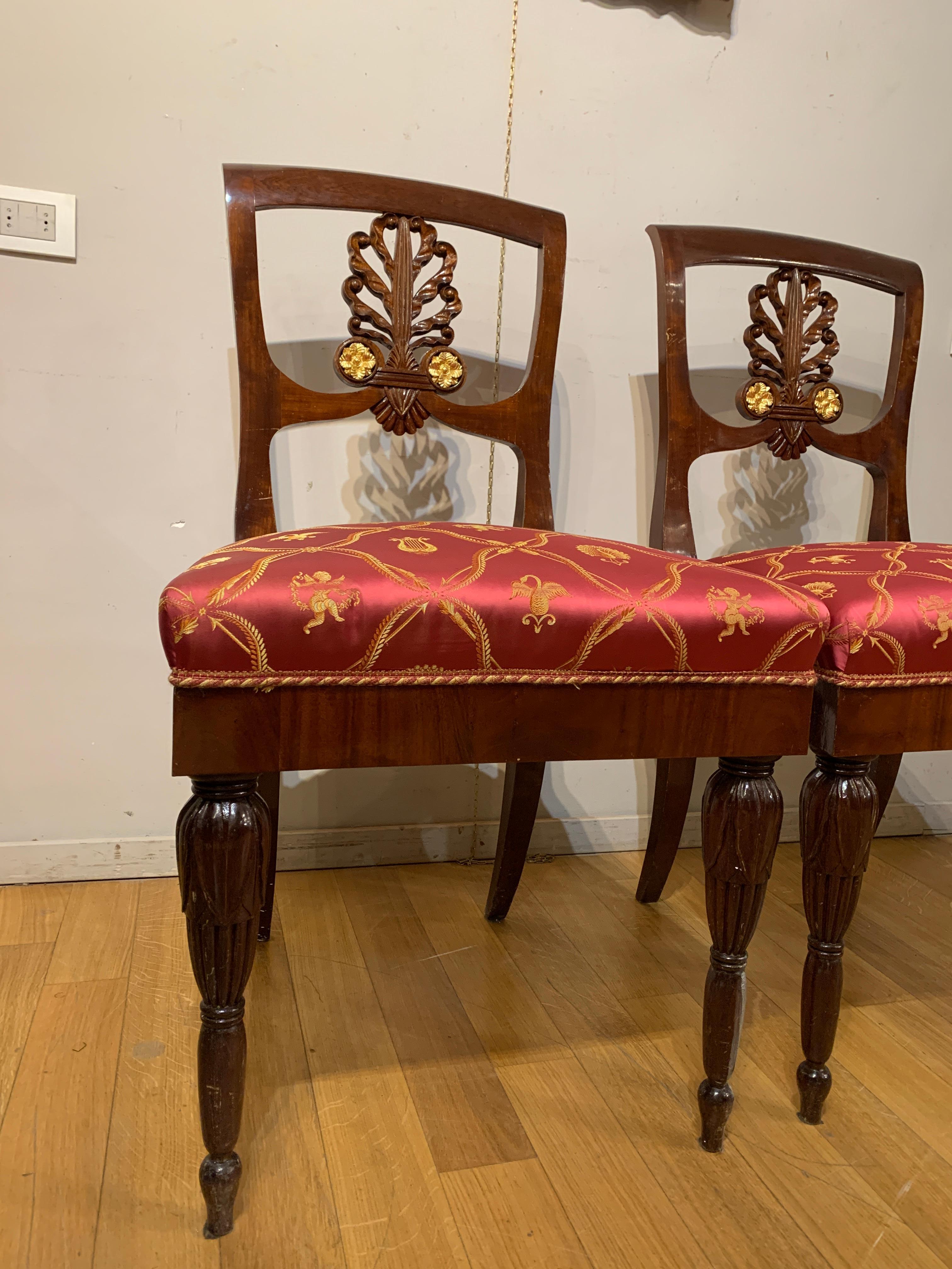 Italian MID 19th CENTURY SET OF EIGHT EMPIRE CHAIRS  For Sale