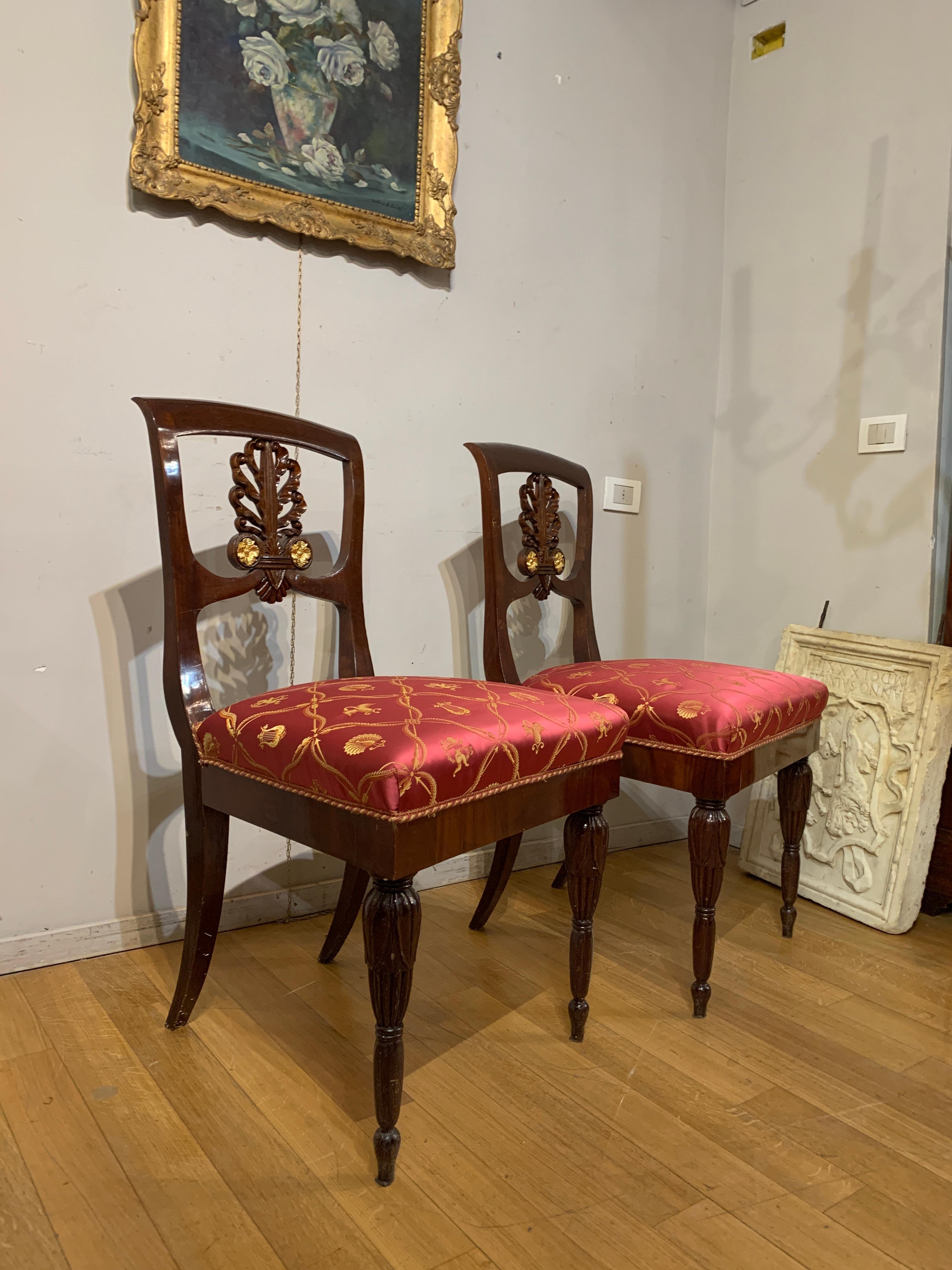 Carved MID 19th CENTURY SET OF EIGHT EMPIRE CHAIRS  For Sale