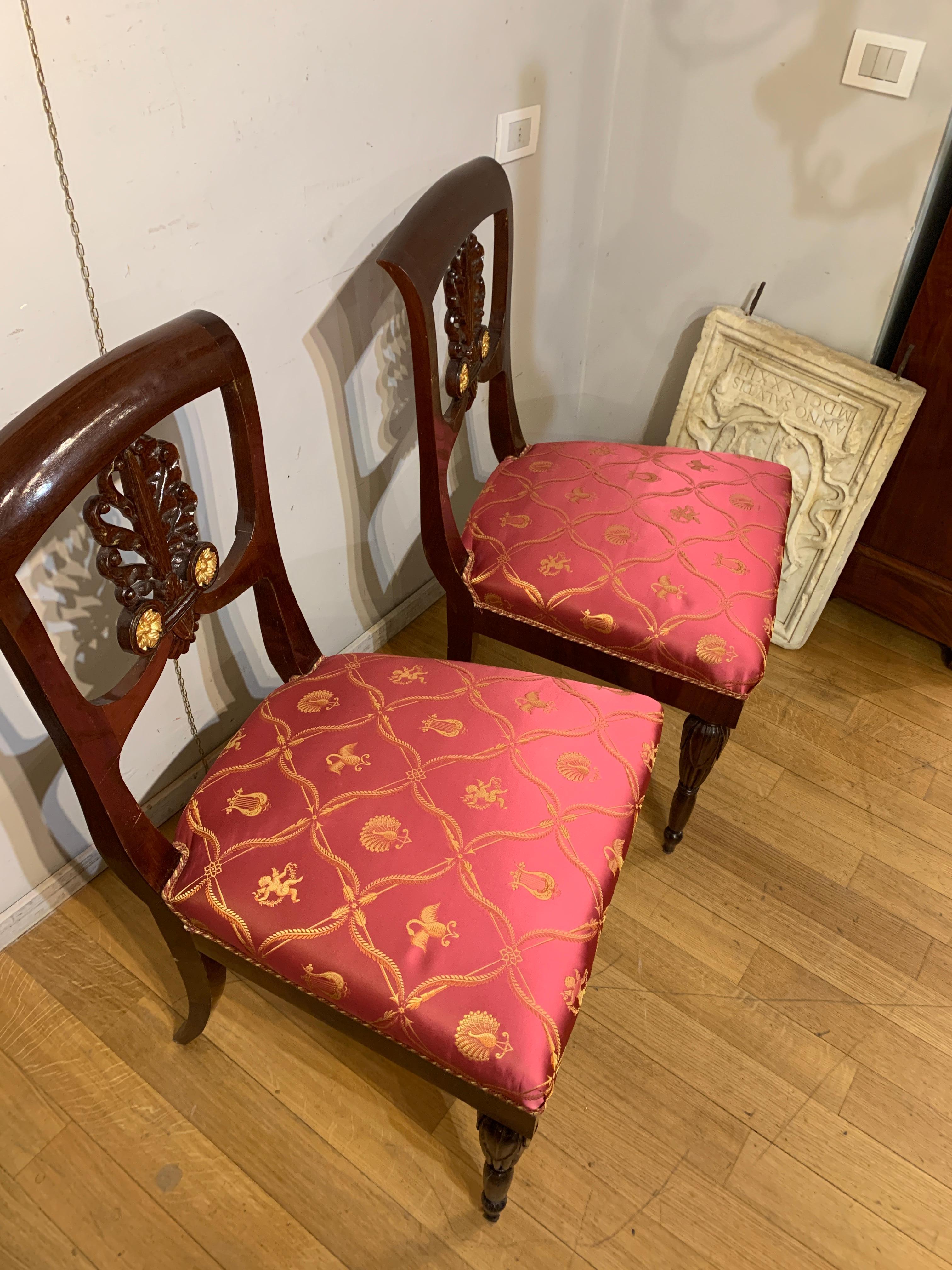 MID 19th CENTURY SET OF EIGHT EMPIRE CHAIRS  In Good Condition For Sale In Firenze, FI