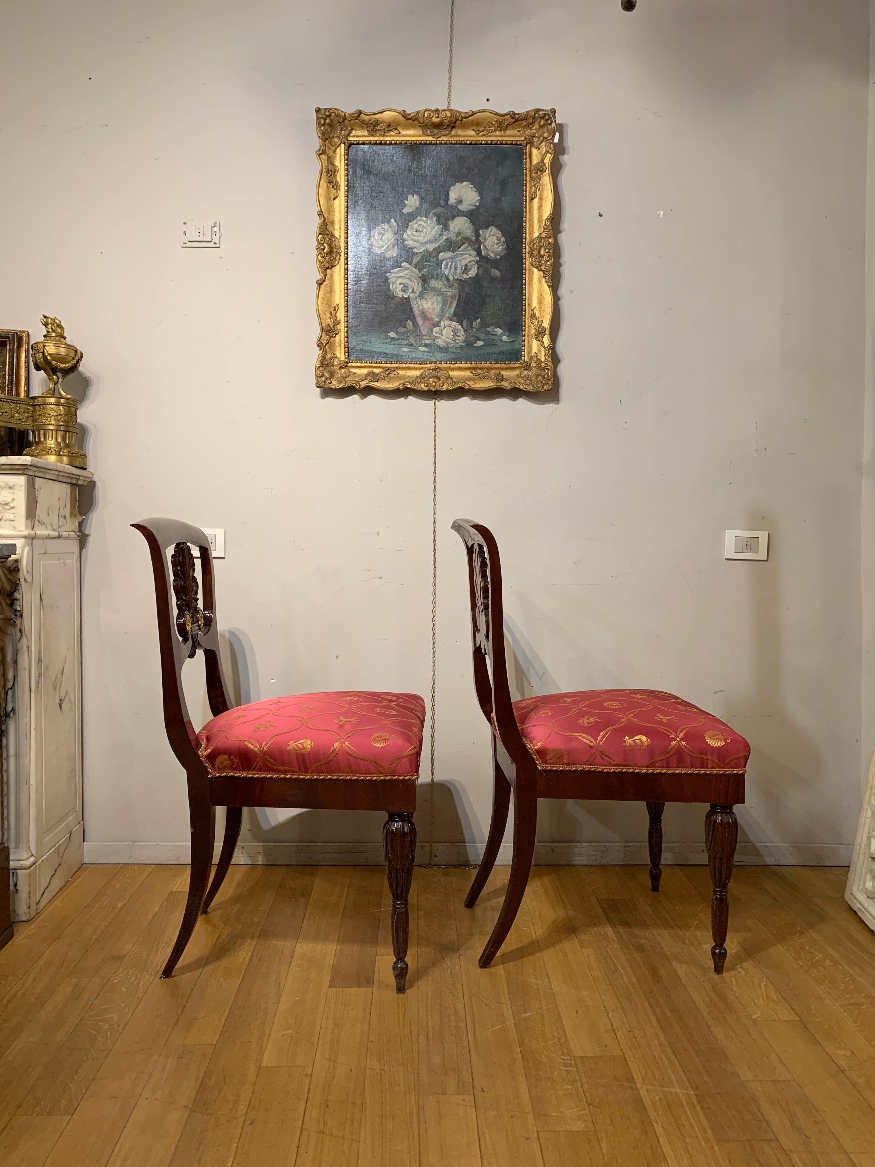Gold MID 19th CENTURY SET OF EIGHT EMPIRE CHAIRS  For Sale