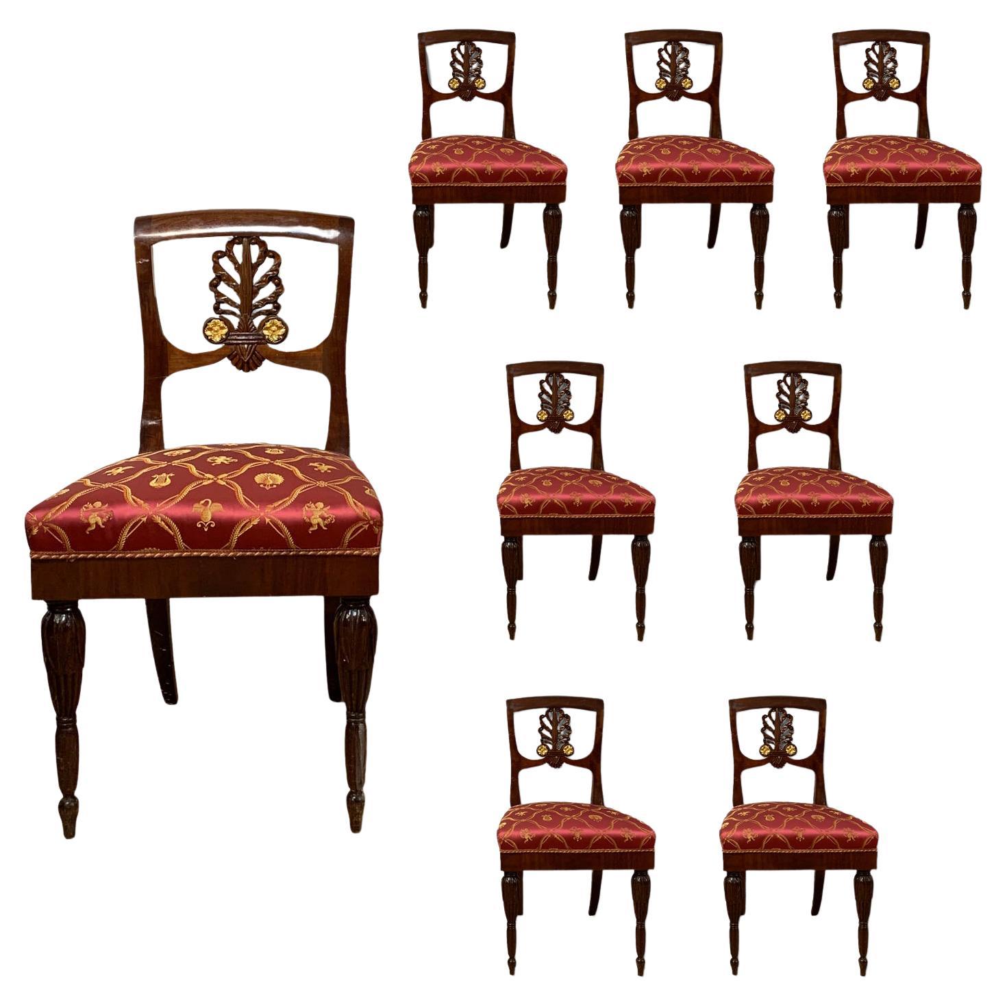 MID 19th CENTURY SET OF EIGHT EMPIRE CHAIRS  For Sale