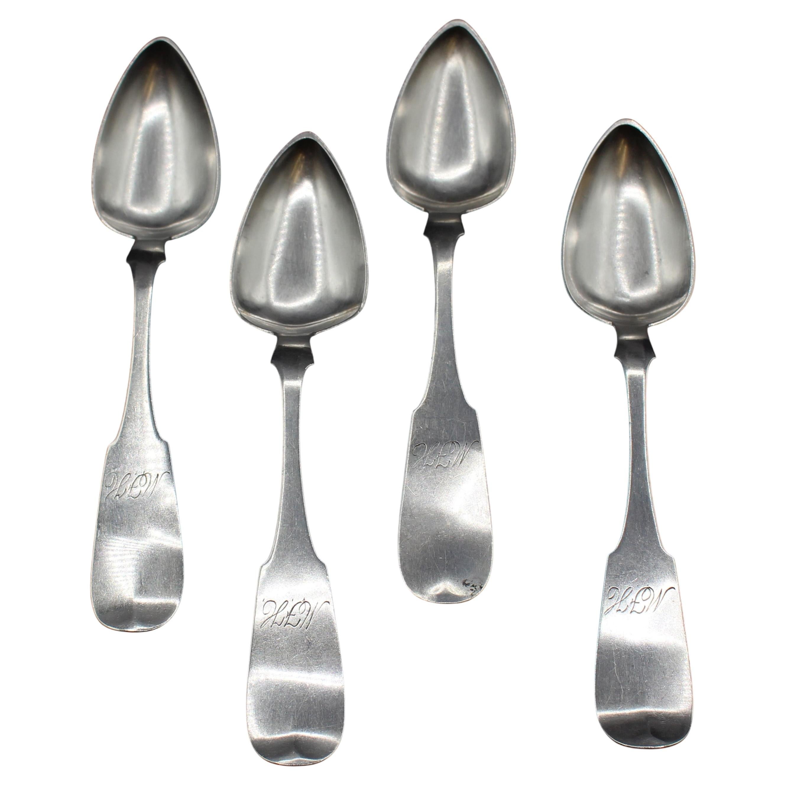 Mid-19th Century Set of Four Coin Silver Spoons by G.O. Conrad