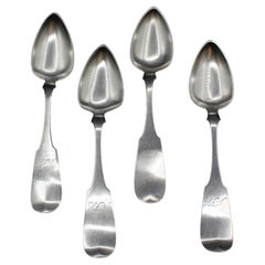 Mid-19th Century Set of Four Coin Silver Spoons by G.O. Conrad