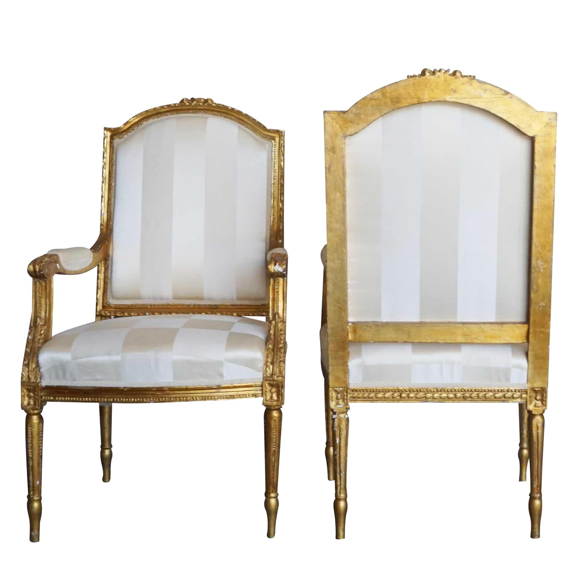 19th Century Gold French Set of Four Antique Gilded Wood Armchairs In Good Condition For Sale In West Palm Beach, FL