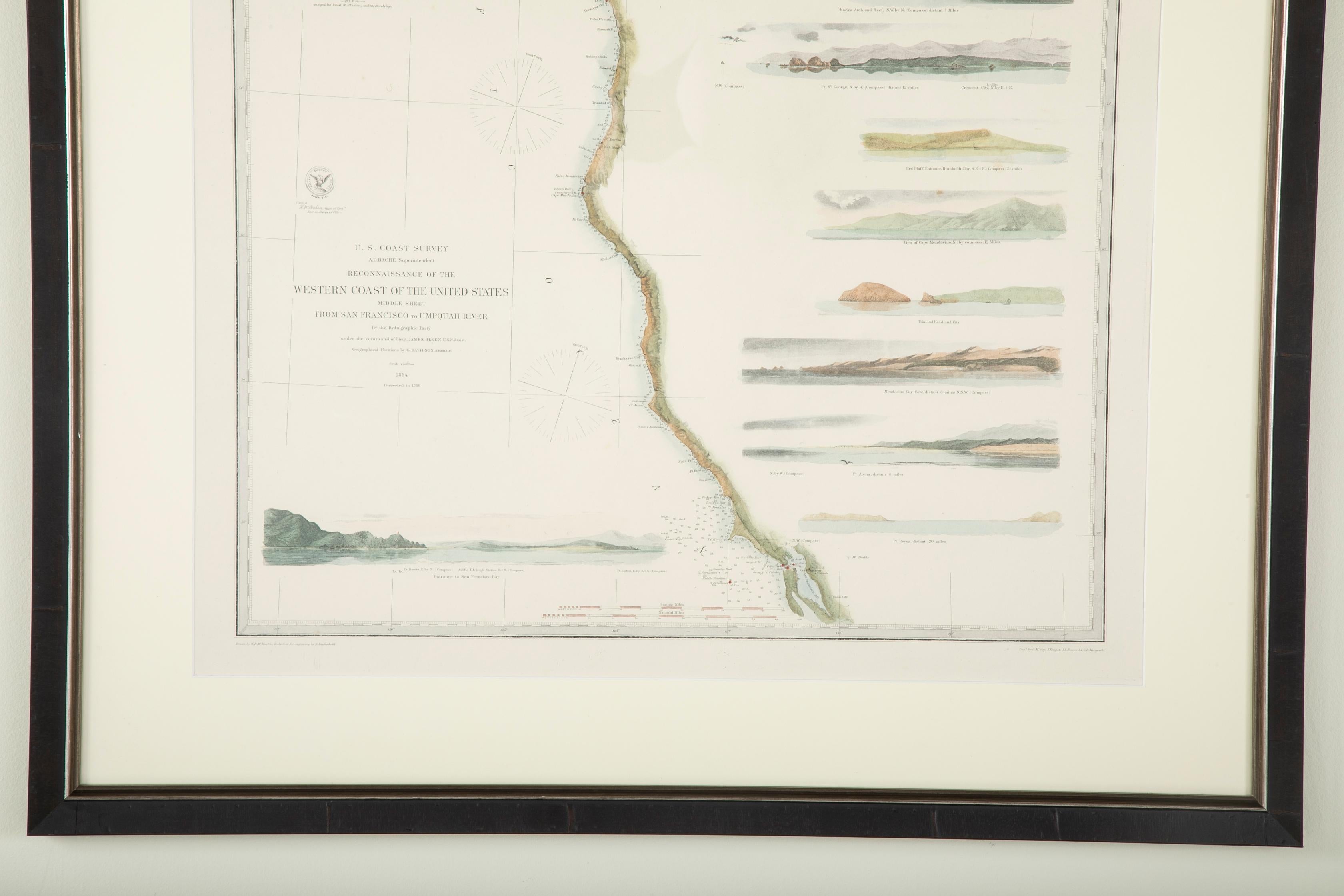 Mid-19th Century Set of Three Charts of the West Coast In Good Condition In Stamford, CT