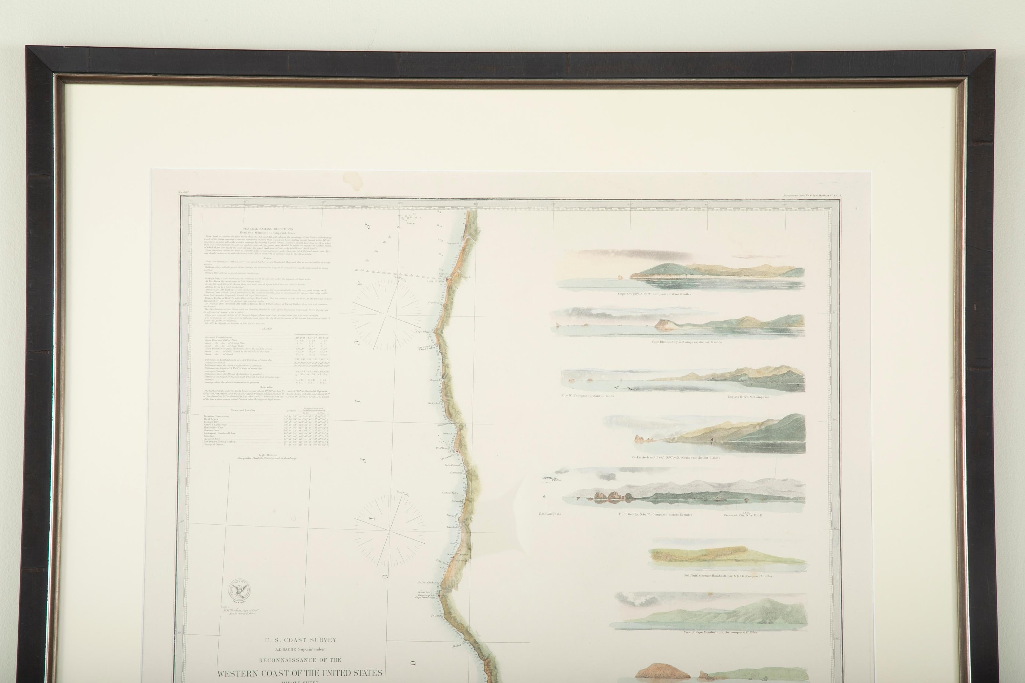 Paper Mid-19th Century Set of Three Charts of the West Coast
