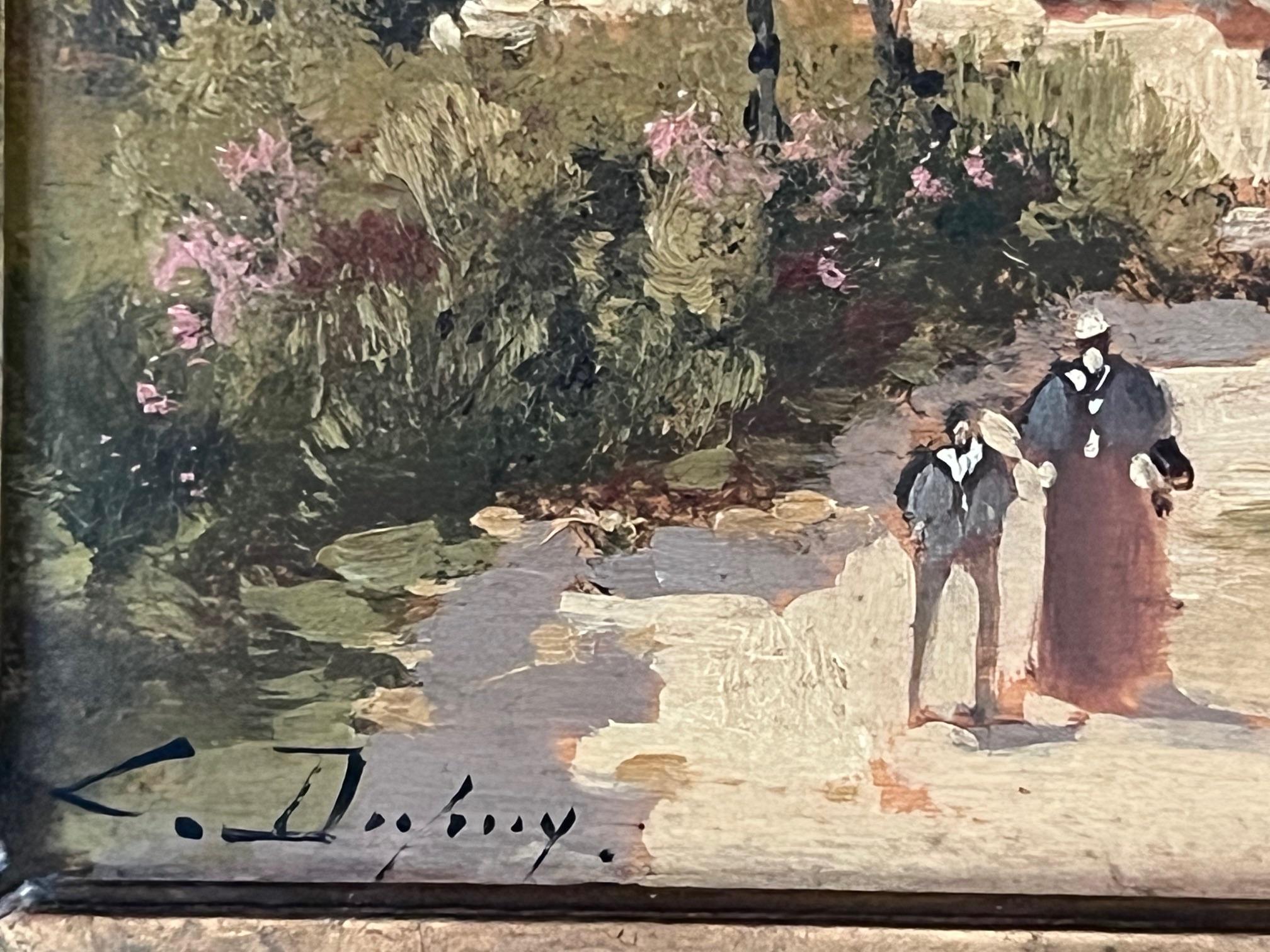 Peinture à l'huile sur bois signée et encadrée du milieu du 19e siècle en vente 5