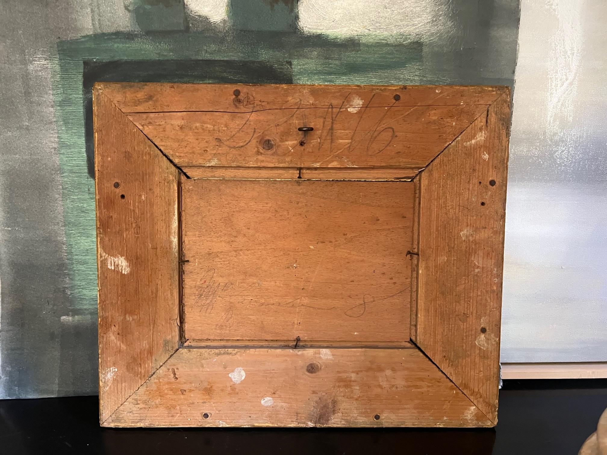 Peinture à l'huile sur bois signée et encadrée du milieu du 19e siècle en vente 6