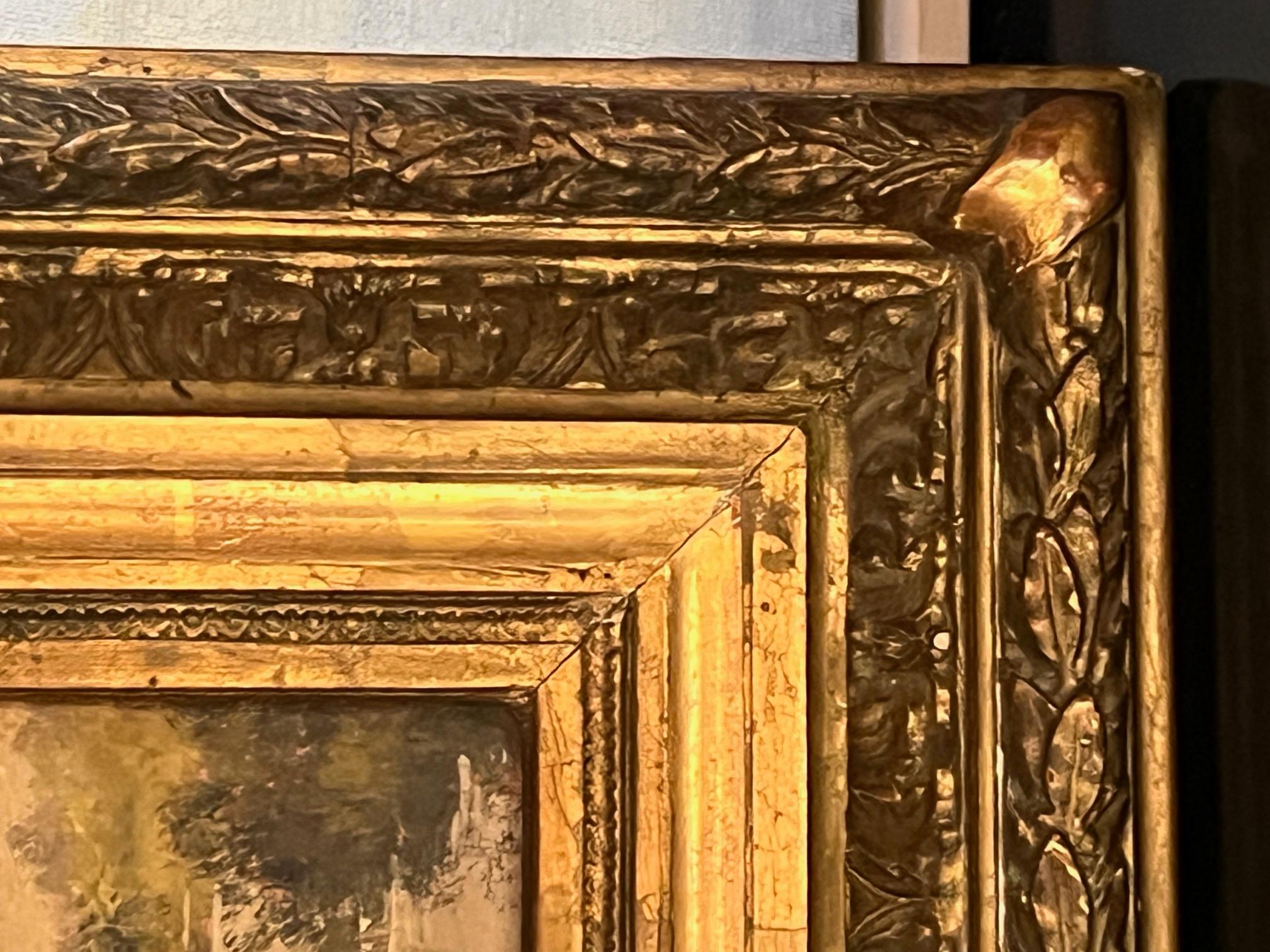 Français Peinture à l'huile sur bois signée et encadrée du milieu du 19e siècle en vente